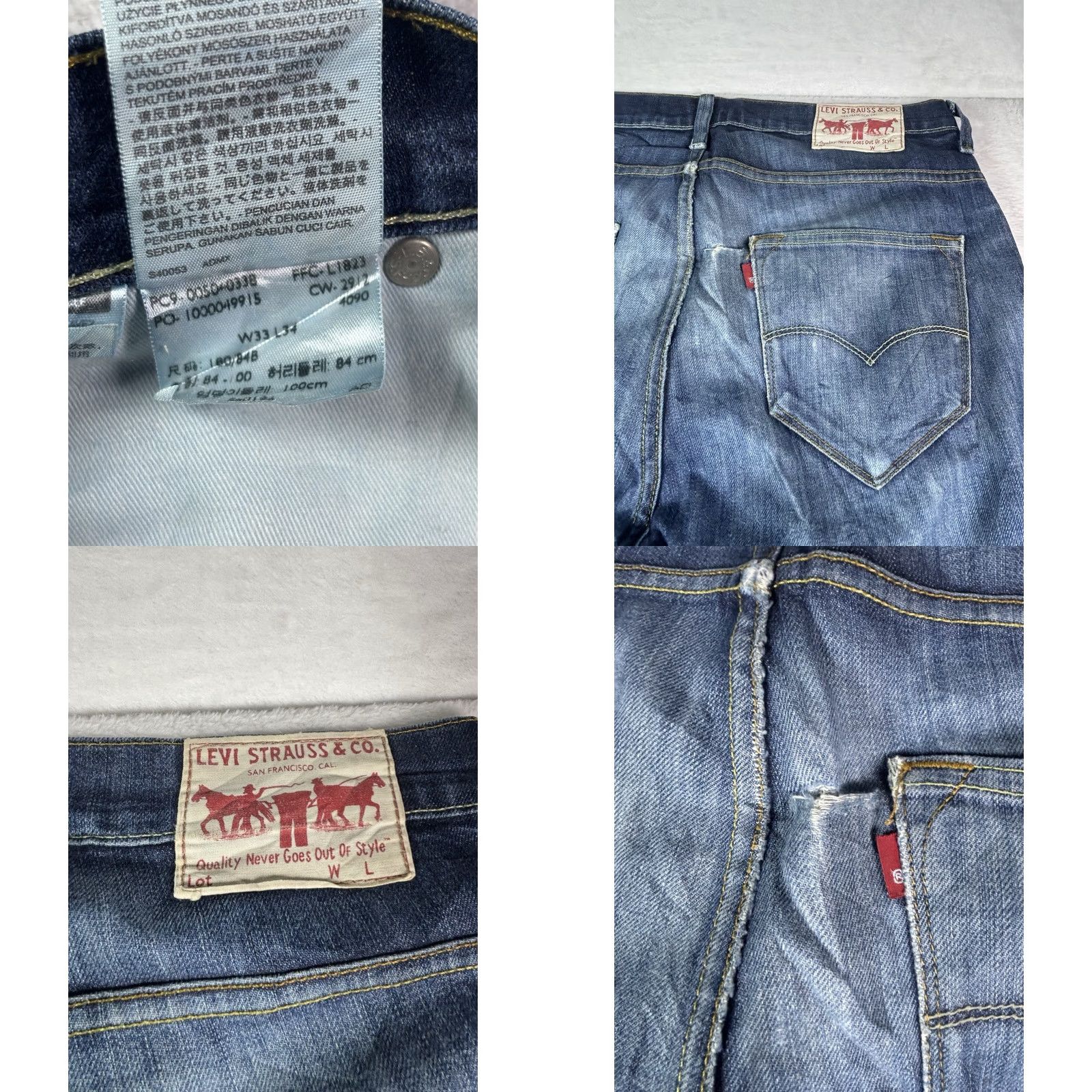 Levi's VINTAGE Levi's 504 Jeans Mens Size 33x34 Blue Distressed Denim Straight Regular Waist 33 Inseam 34 USA College Retro Cowboy USA Levi's 500 Series Size US 33 - 8 Thumbnail