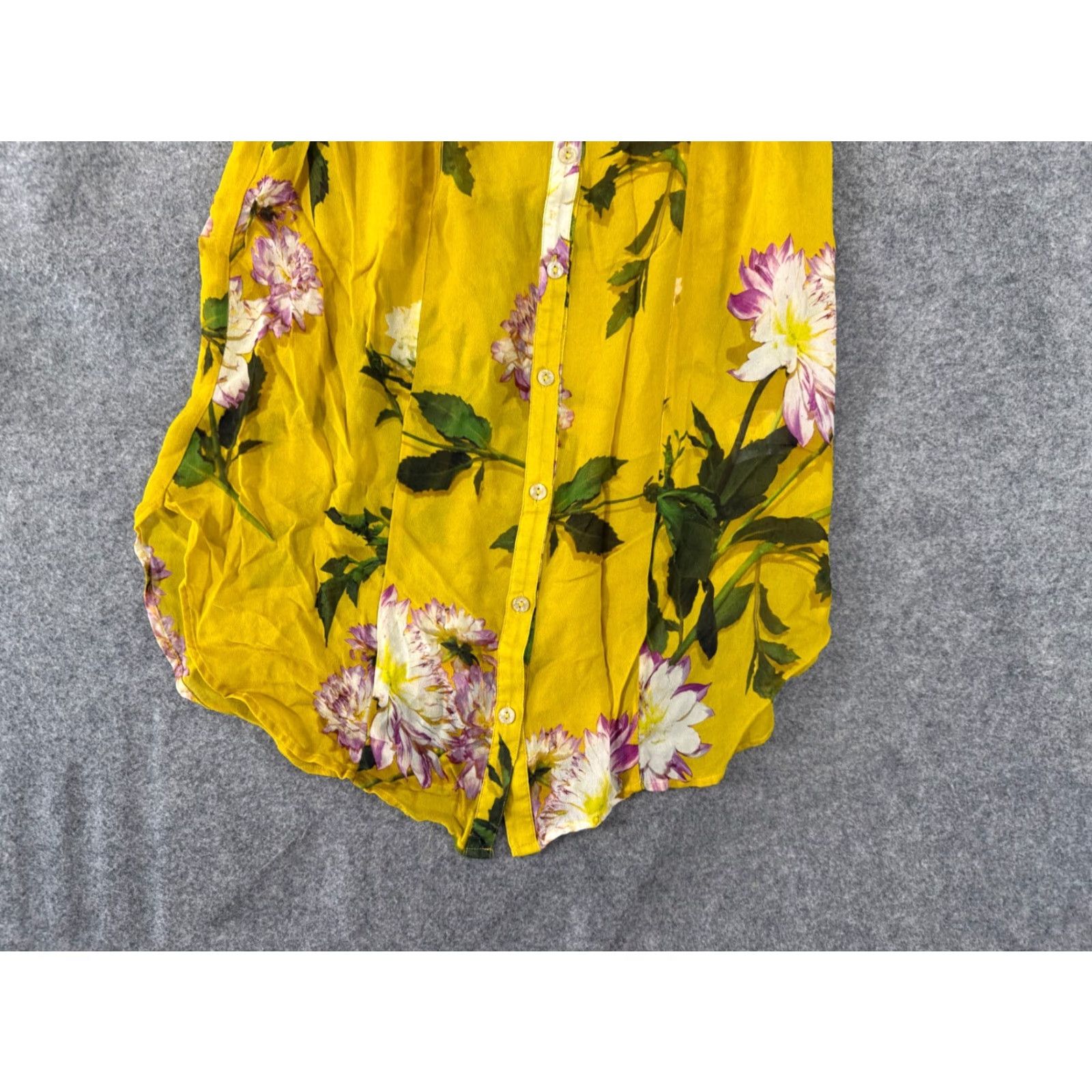 Anthropologie Maeve By Anthropologie Sheer Shirt Womens 4 Duchess Yellow Floral Sleeveless Blouse Crew Neck Button Size S / US 4 / IT 40 - 4 Thumbnail