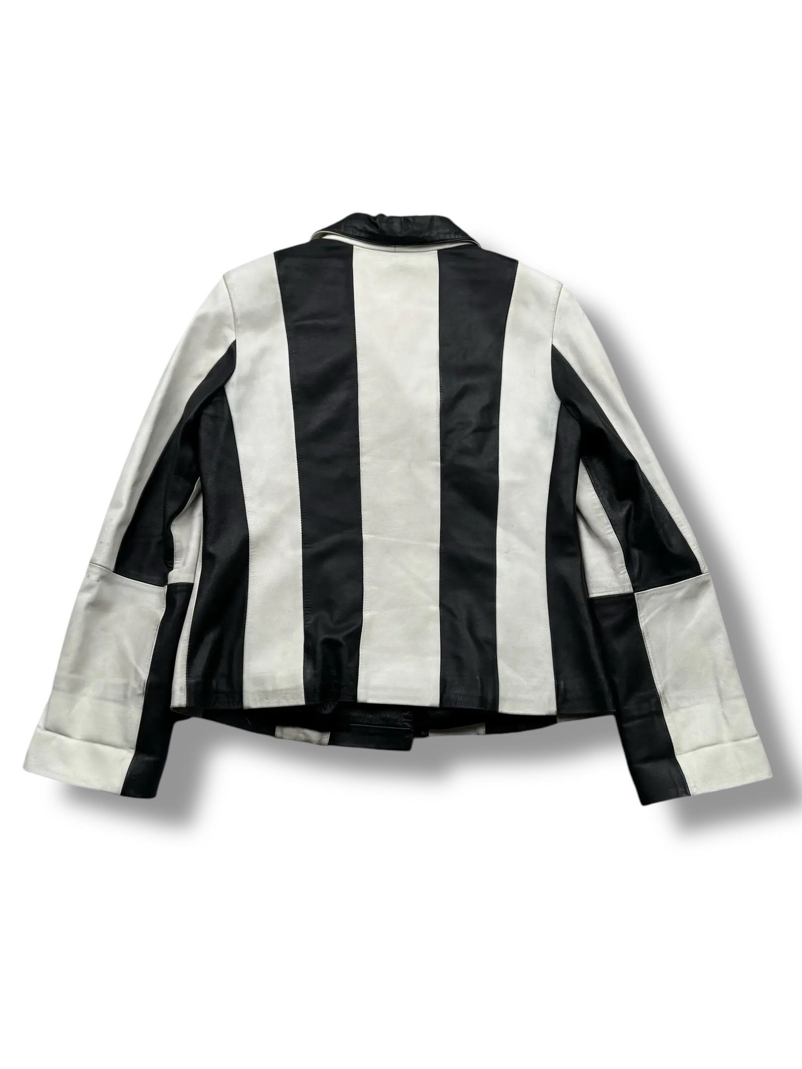 Vintage Y2K Leather Striped Jacket(V358) Size M / US 6-8 / IT 42-44 - 8 Thumbnail