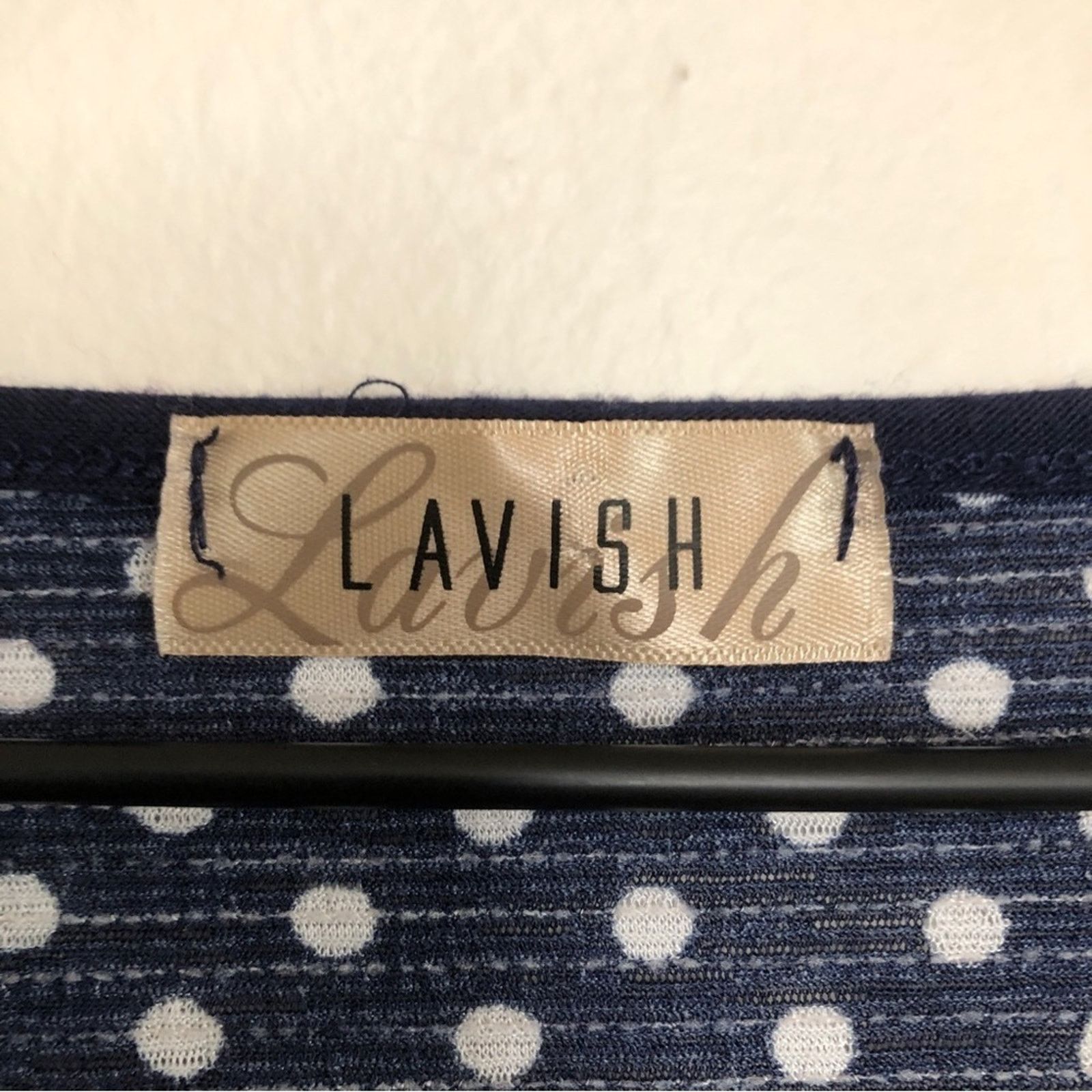 Other Lavish Navy Blue White Polka Dots Button V-Neck Blouse Top Size M / US 6-8 / IT 42-44 - 3 Thumbnail