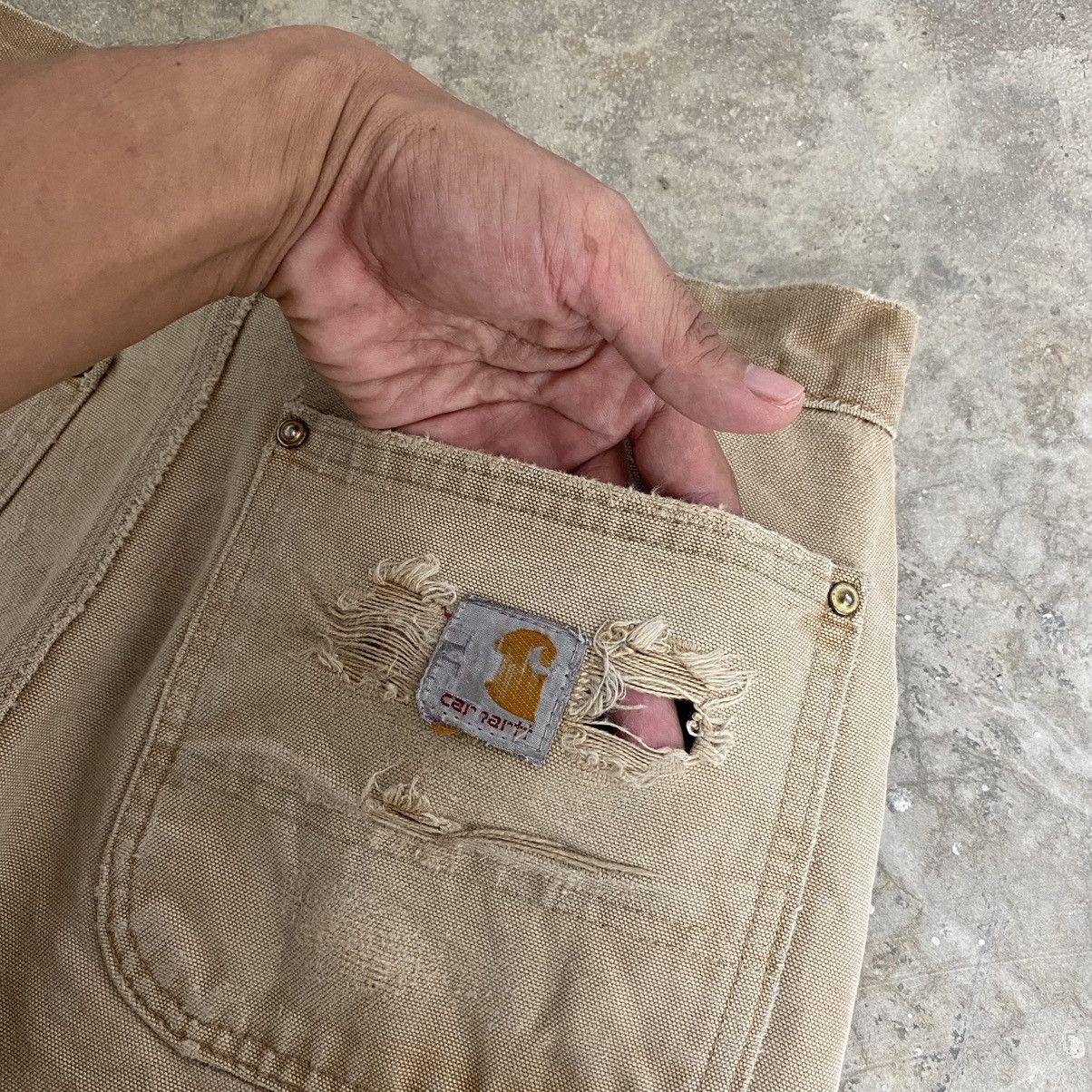 Carhartt Vintage Carhartt Double Knee Faded Tan Carpenter Pants Size US 29 - 20 Thumbnail
