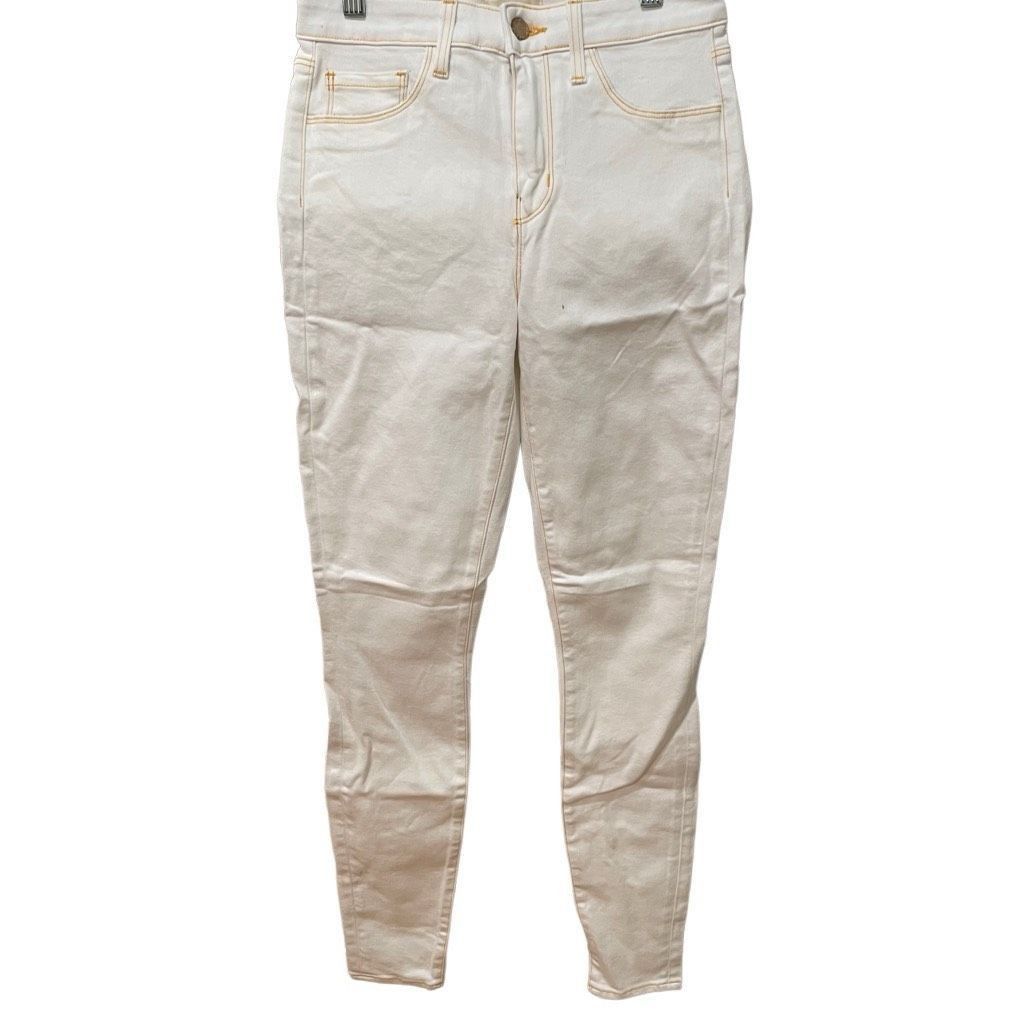 L’Agence Jeans Womens 25 Marguerite White Gold Stitching High Waist Stretch SAMPLE