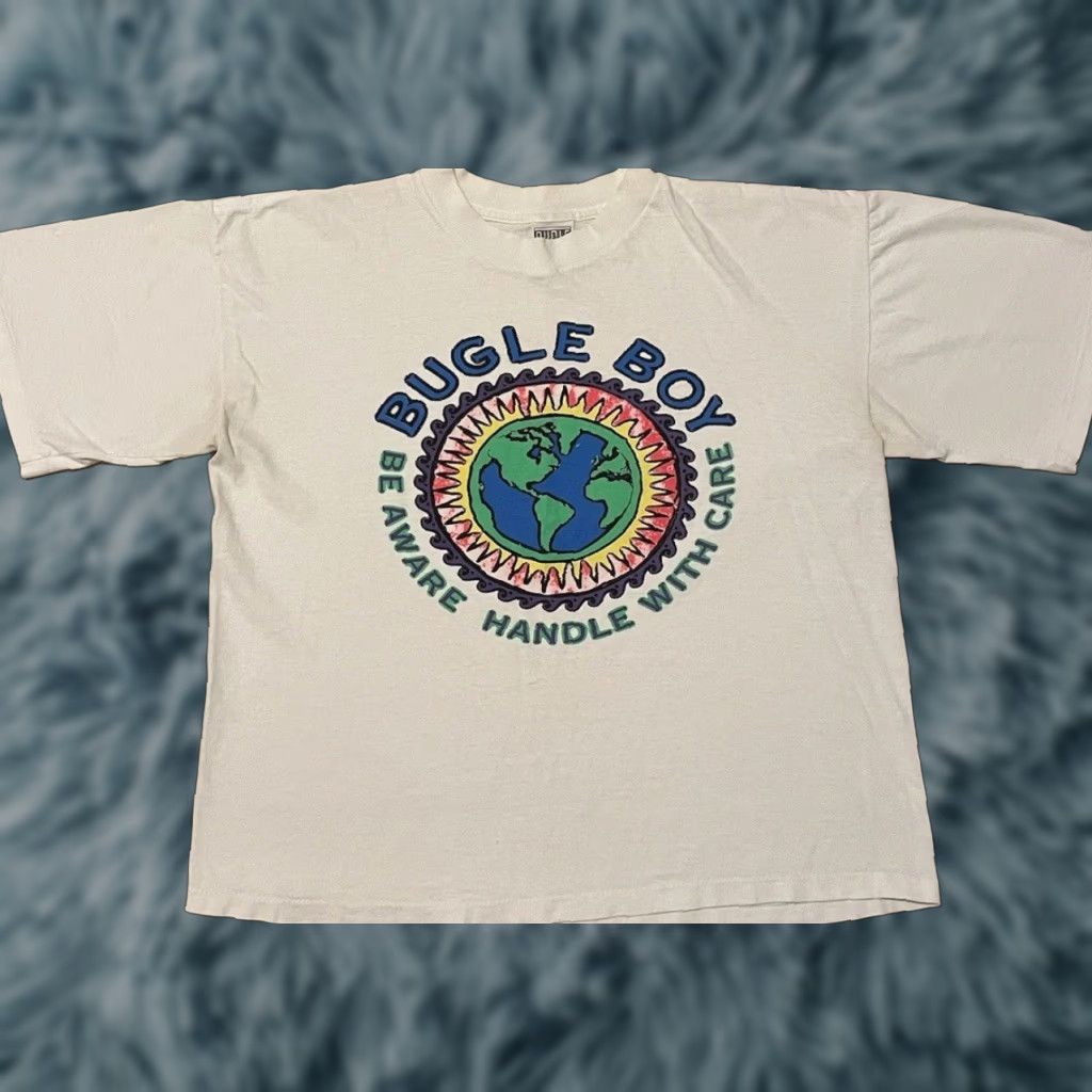 Quiksilver VINTAGE 90s Bugle Boy Handle With Care Faded Crop Earth Shirt Surf Grunge OP TC 80s Size ONE SIZE - 1 Thumbnail