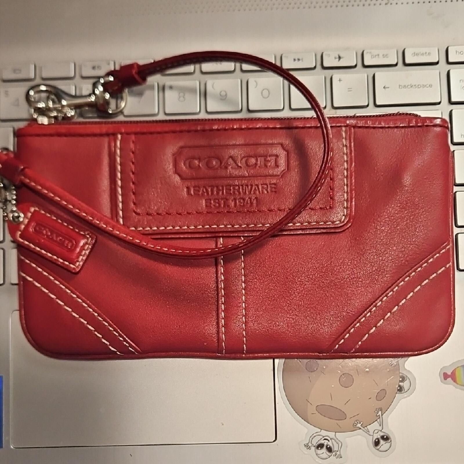 Coach Coach Red Leather Zip Wristlet Size ONE SIZE - 1 Thumbnail