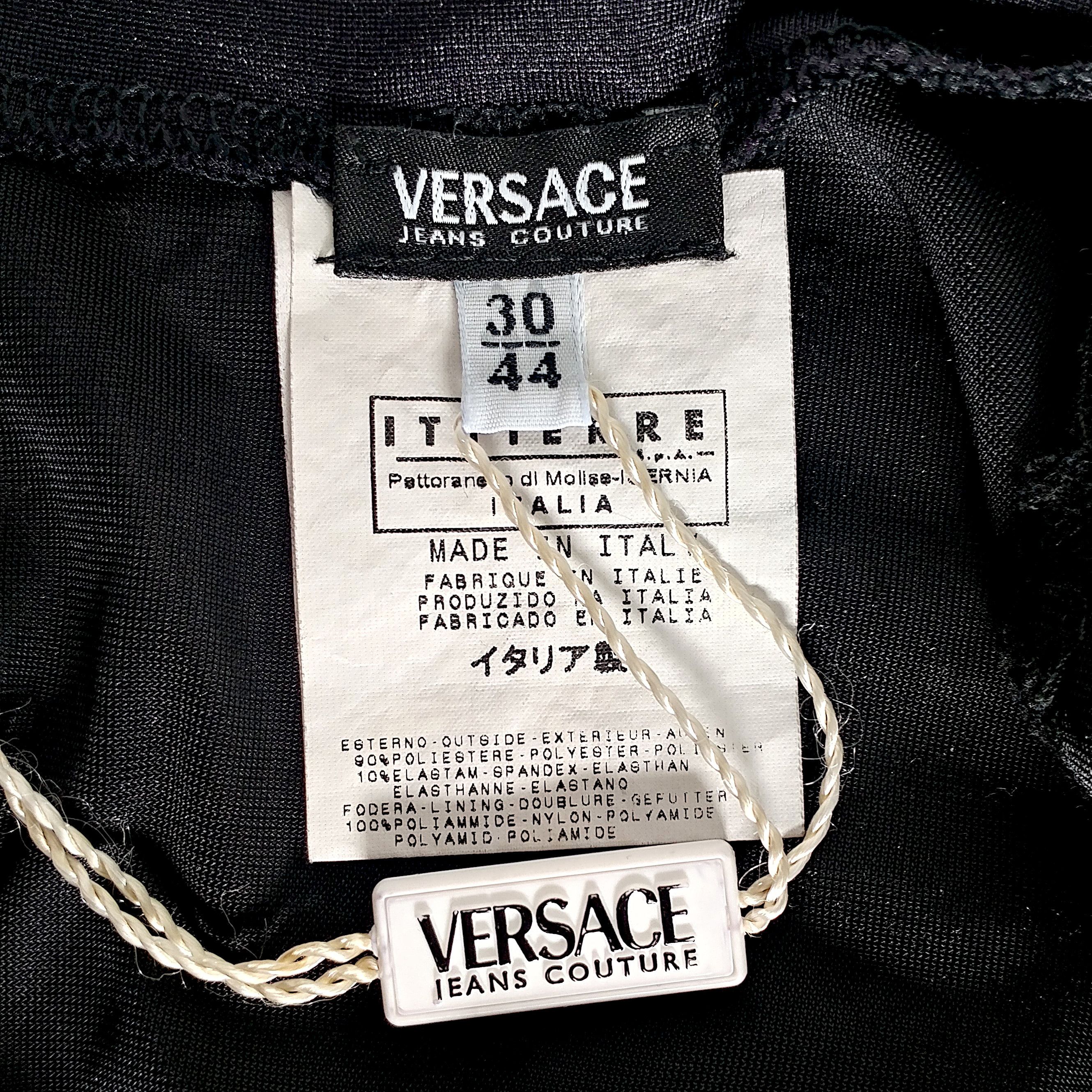 Versace Jeans Couture Y2K Deadstock Black Crushed Velvet Dress Size M / US 6-8 / IT 42-44 - 5 Thumbnail