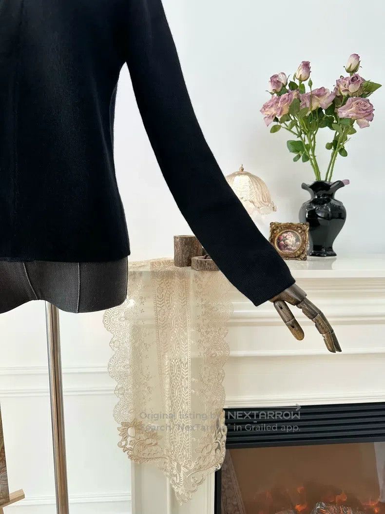Hermes Hermes Deep V-neck cashmere knitted long shirt, black Size XS / US 0-2 / IT 36-38 - 3 Thumbnail