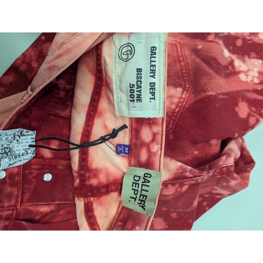 Gallery Dept. o1rshd1 Biscayne Tie-Dye Slim Fit Denim Jeans in Red Size US 32 / EU 48 - 18 Thumbnail