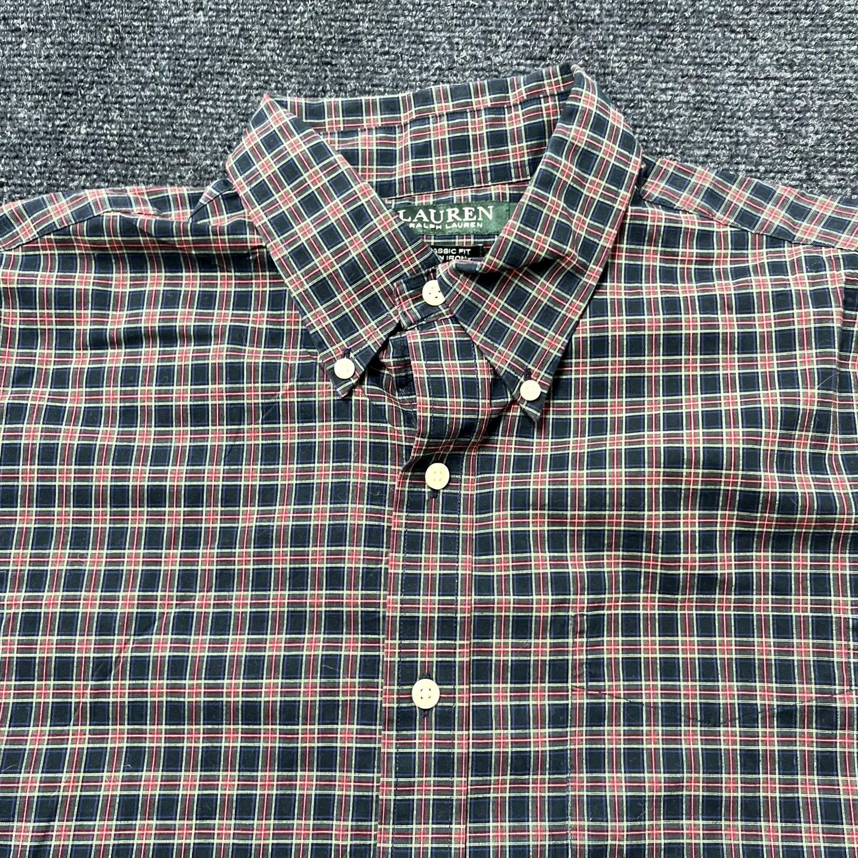 Ralph Lauren Lauren Ralph Lauren Dress Shirt Mens 16.5 36/37 Blue Plaid Classic Fit Non-Iron Shirt Size 46R - 3 Thumbnail