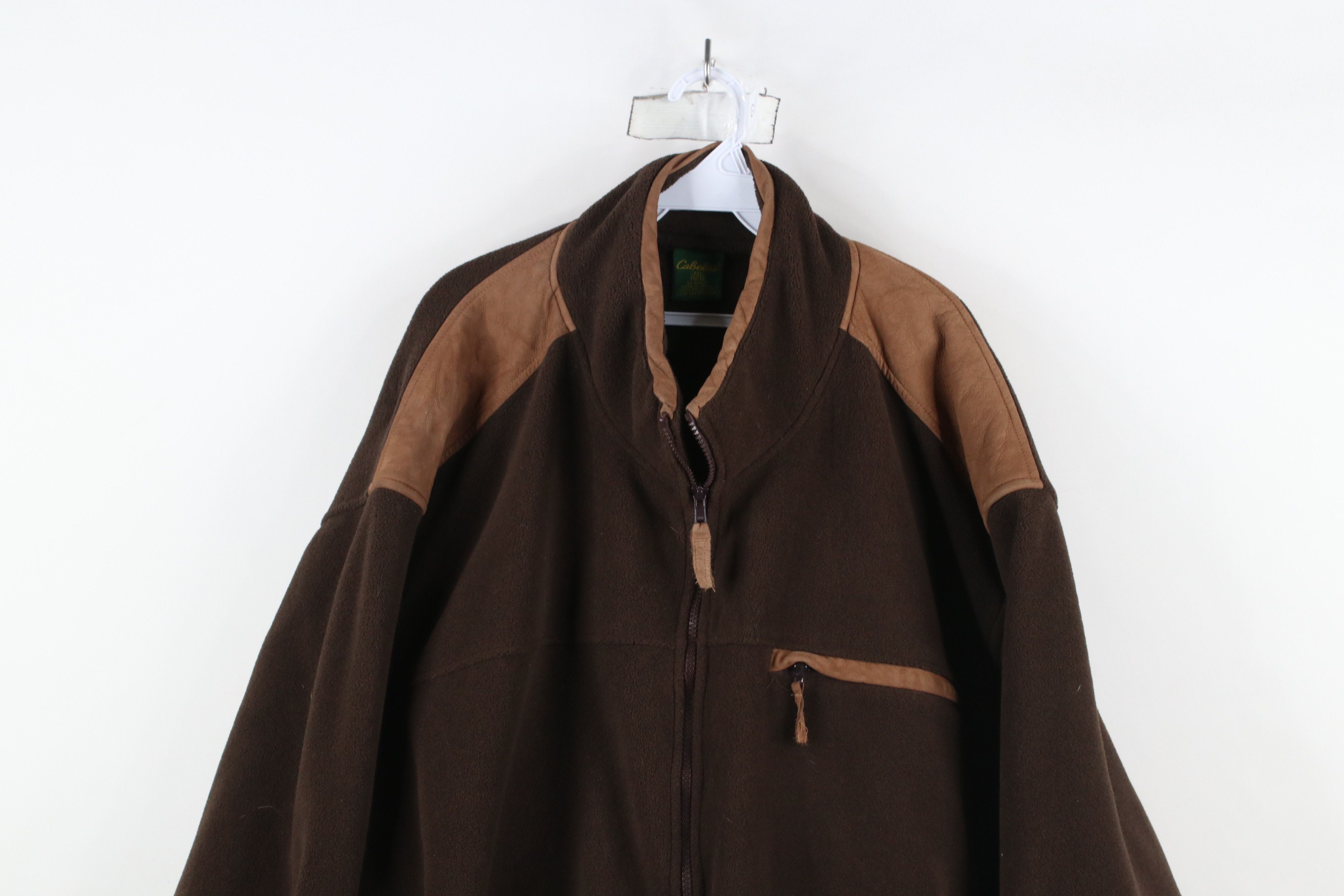 Cabelas × Vintage Vintage 90s Cabelas Trim Full Zip Fleece Jacket Brown Size US XXL / EU 58 / 5 - 2 Thumbnail
