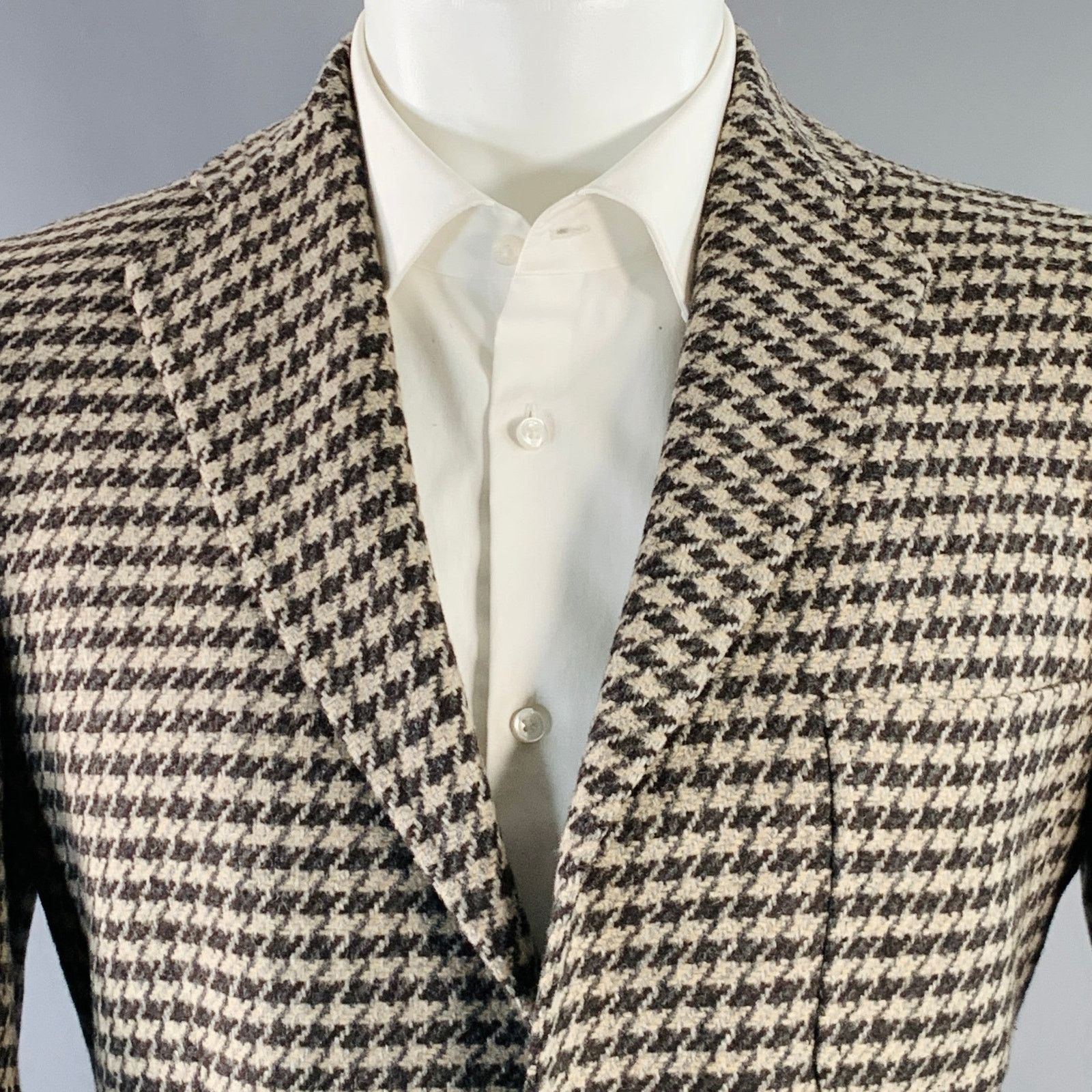 Bally BALLY Size 40 Houndstooth Wool Blend Notch Lapel Sport Coat Size 40R - 2 Thumbnail