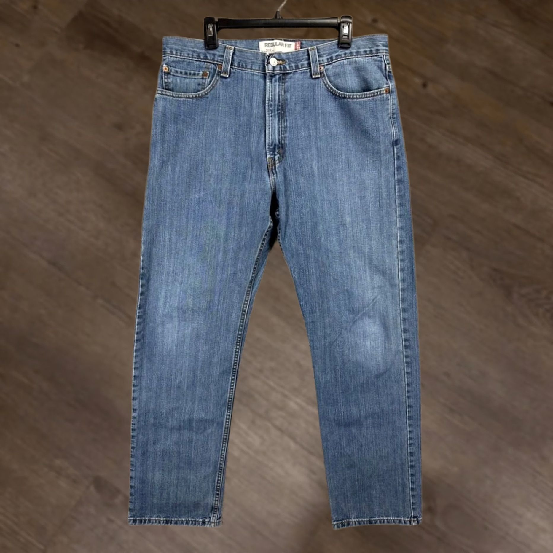 Levi's Levi's 505 Jeans Mens 36X32 Blue Distressed Regular Fit Straight Denim Red Tab Jeans Size US 36 / EU 52 - 1 Thumbnail
