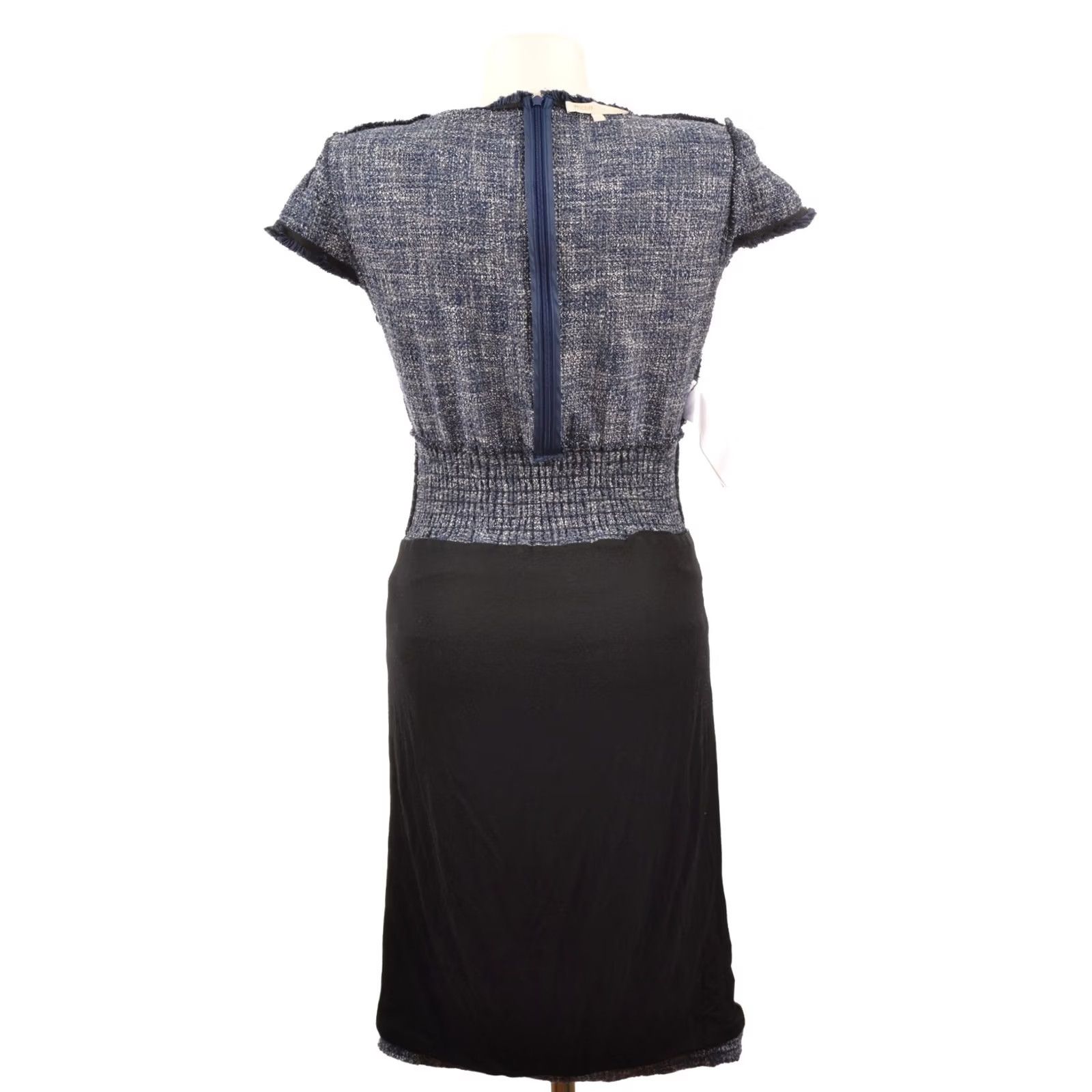 Maje VINTAGE Maje Rought Tweed Blue Dress Bleu Dress Knee Length E16ROUGHT 92% Cotton // 7% Polyamide // 1% Elastane Size 2 Womens Size XS / US 0-2 / IT 36-38 - 7 Thumbnail