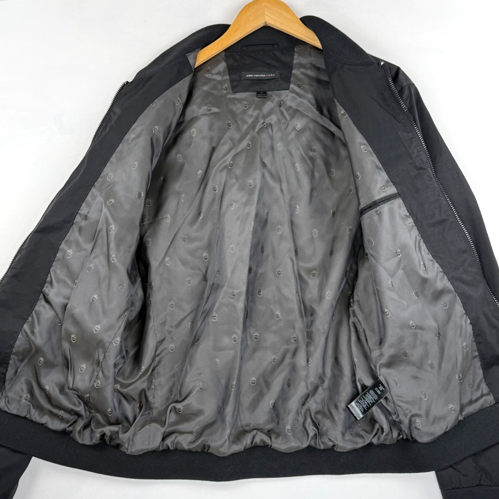 John Varvatos John Varvatos USA Mens Large Bomber Jacket Full Zip Black Nylon Cotton Size US L / EU 52-54 / 3 - 2 Thumbnail