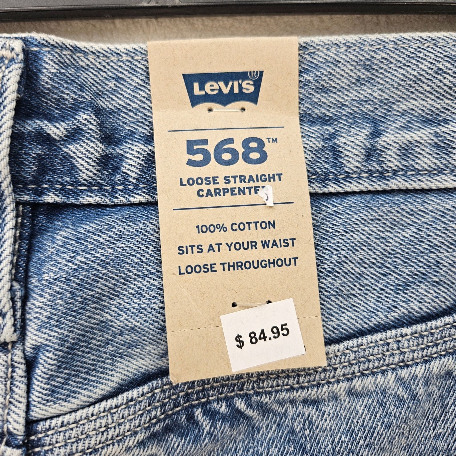 Levi's LEVI'S 568 MEN'S 30X32 CARPENTER LIGHT BLUE DENIM JEANS NWT Size US 30 / EU 46 - 8 Thumbnail