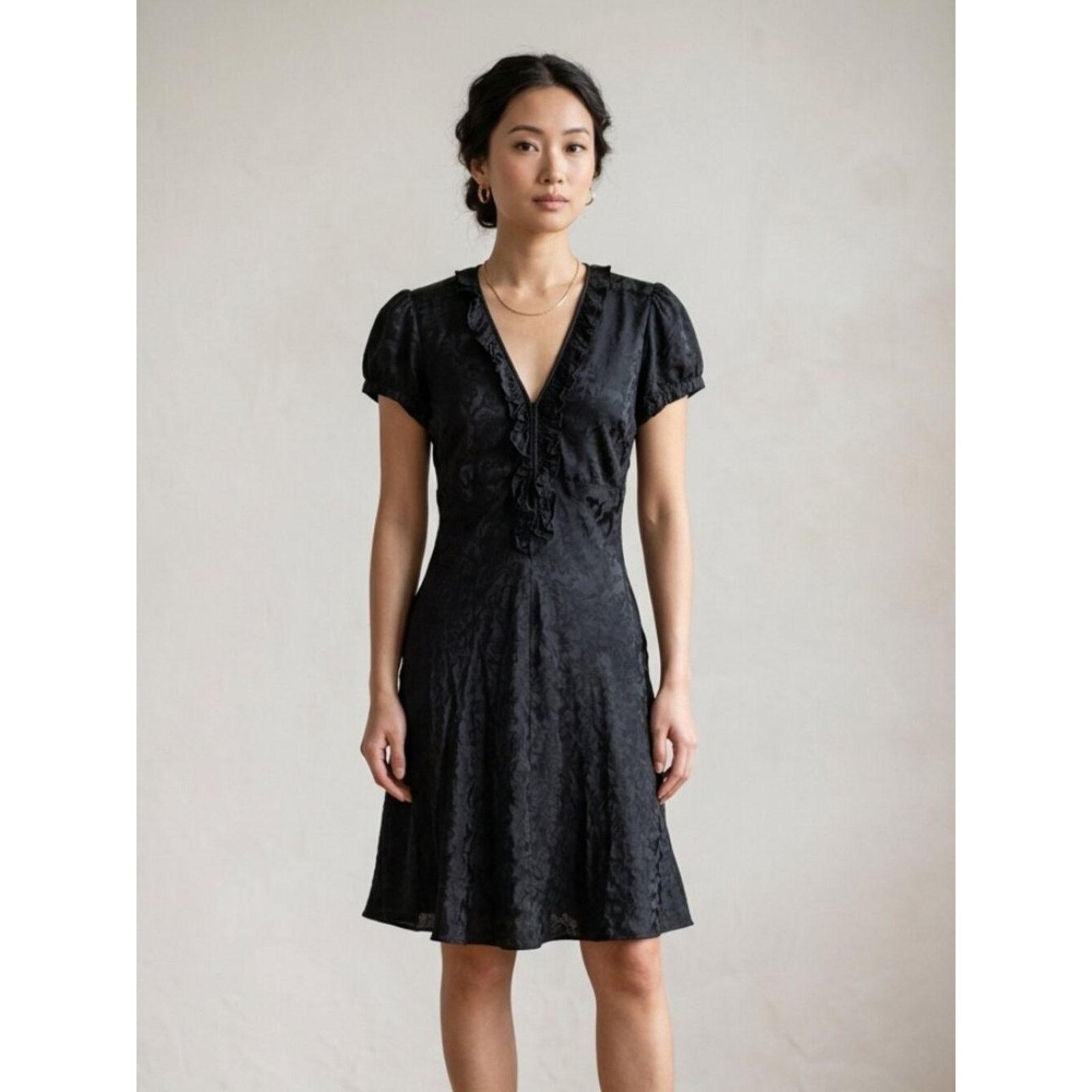 Other Debra Rodman's Black Jacquard Silk Dress (Size 2) Size XS / US 0-2 / IT 36-38 - 1 Thumbnail
