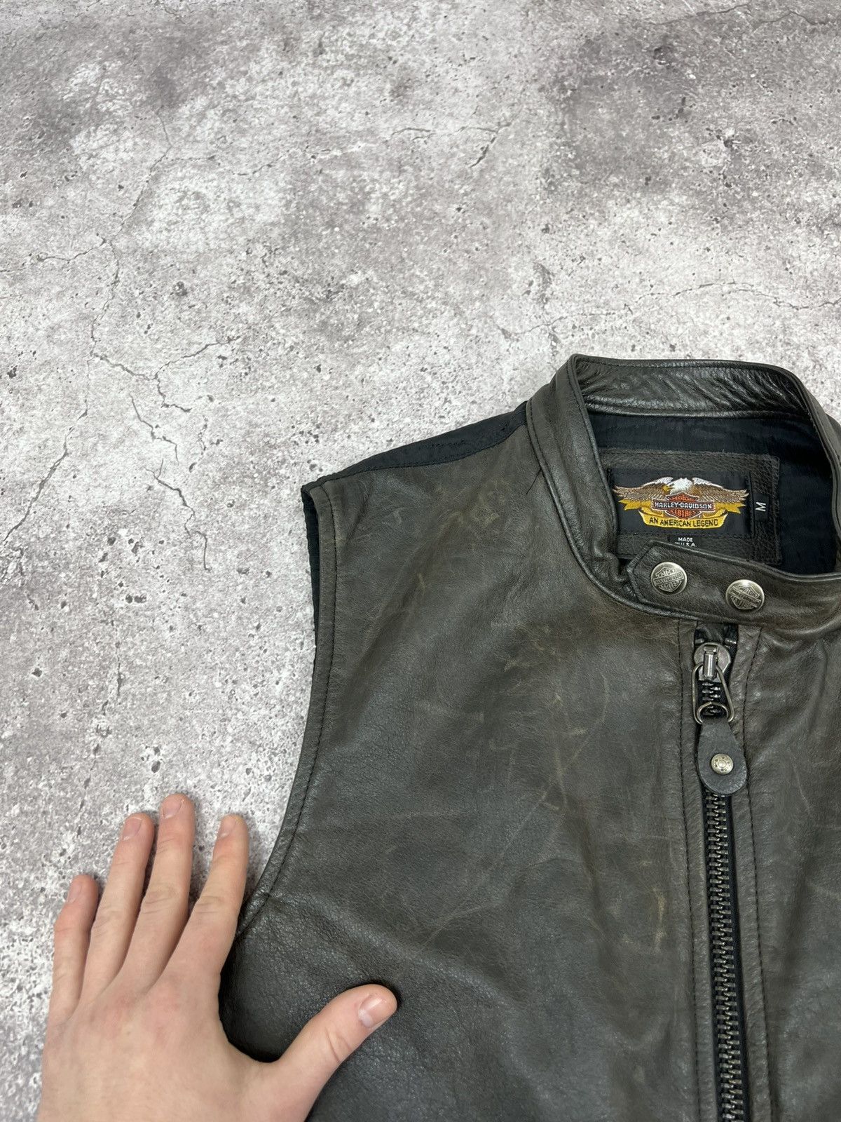 Harley Davidson Vintage Harley Davidson Leather Nylon Vest 90s Size US M / EU 48-50 / 2 - 5 Thumbnail