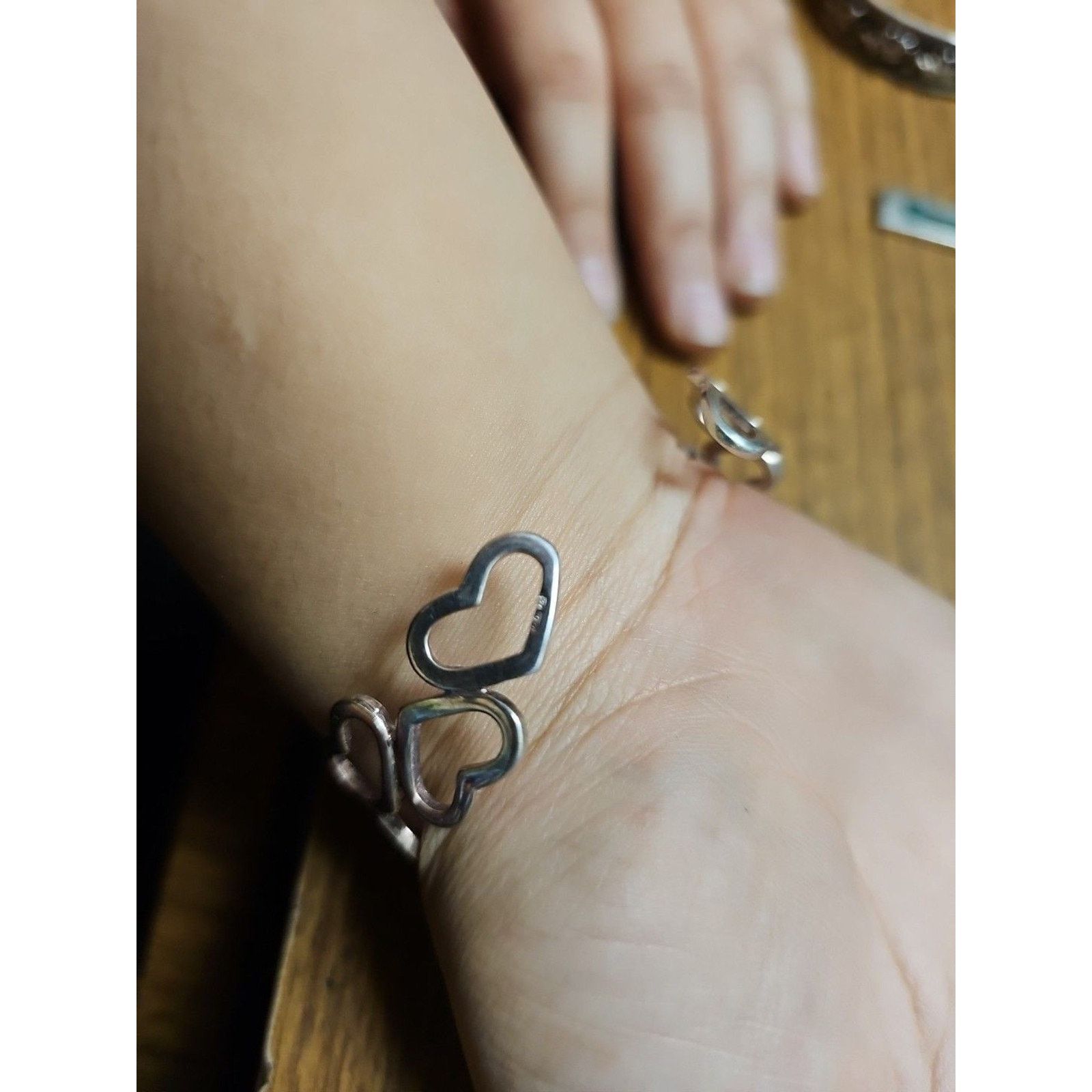 Other Heart Cuff Bracelet, 925 Silver Sterling Heart Jewelry Size ONE SIZE - 5 Thumbnail