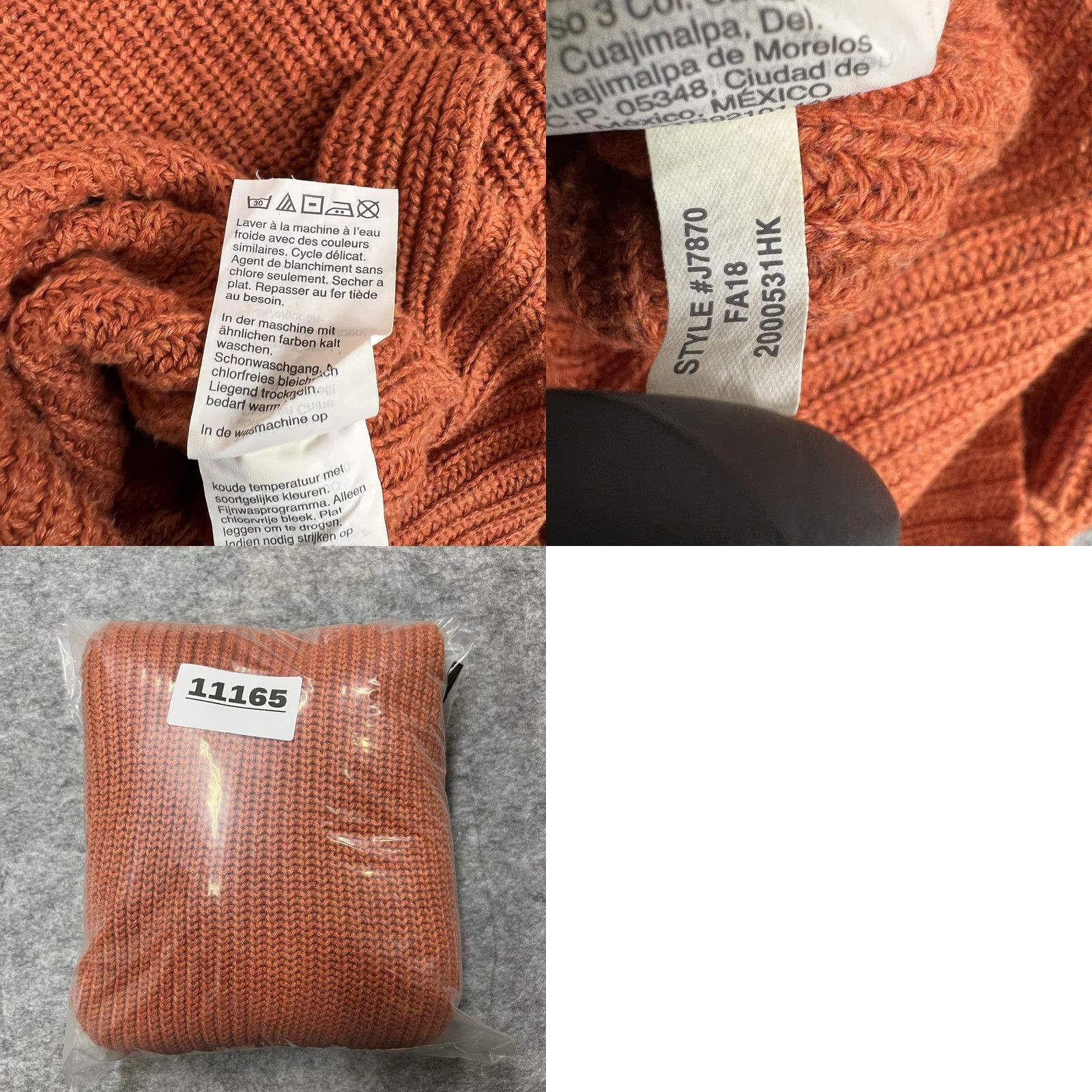Vintage J.CREW Mercantile Sweater Womens M Orange Cotton V-Neck Chunky Knit Pullover Sweater Size M / US 6-8 / IT 42-44 - 10 Thumbnail