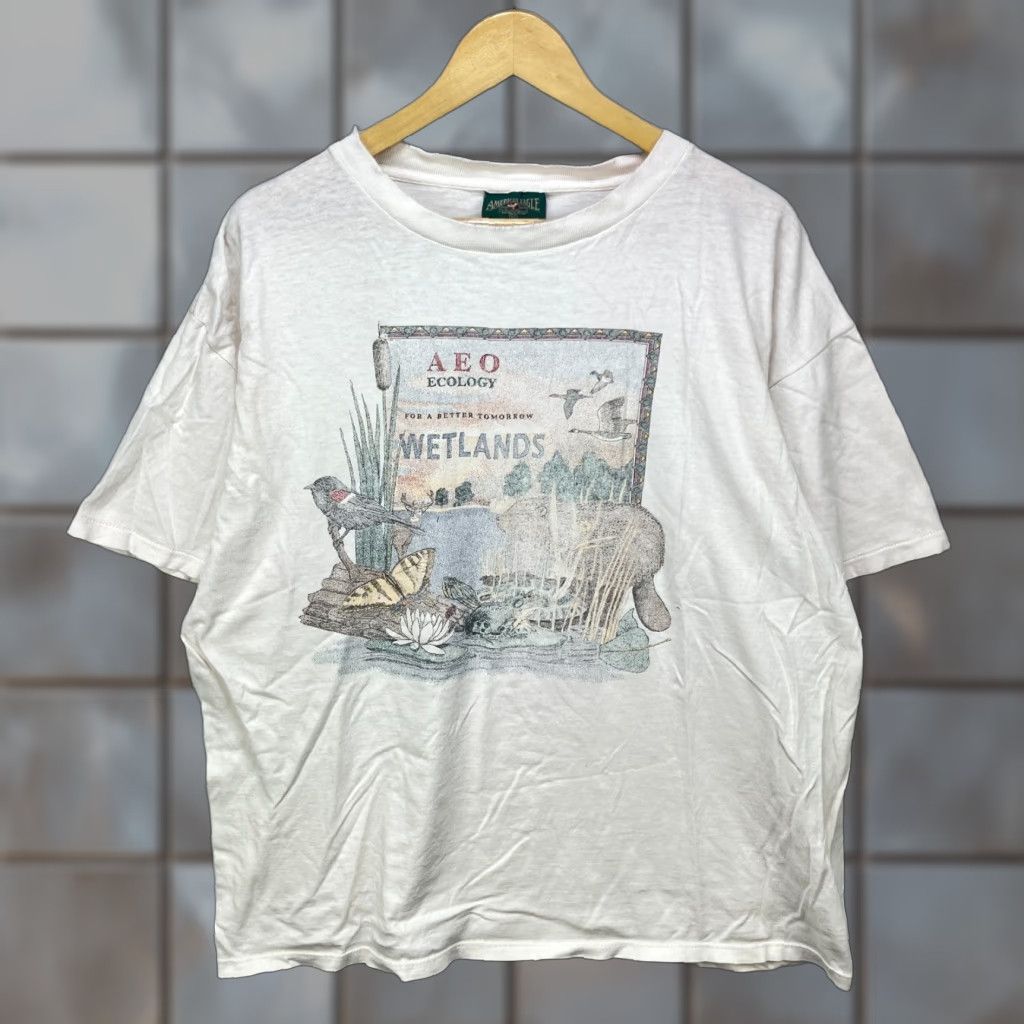 American Eagle Outfitters VINTAGE American Eagle Outfitters T-Shirt XL White 90s Nature Animal Single Stitch Mens Shirt Size US XL / EU 56 / 4 - 1 Thumbnail