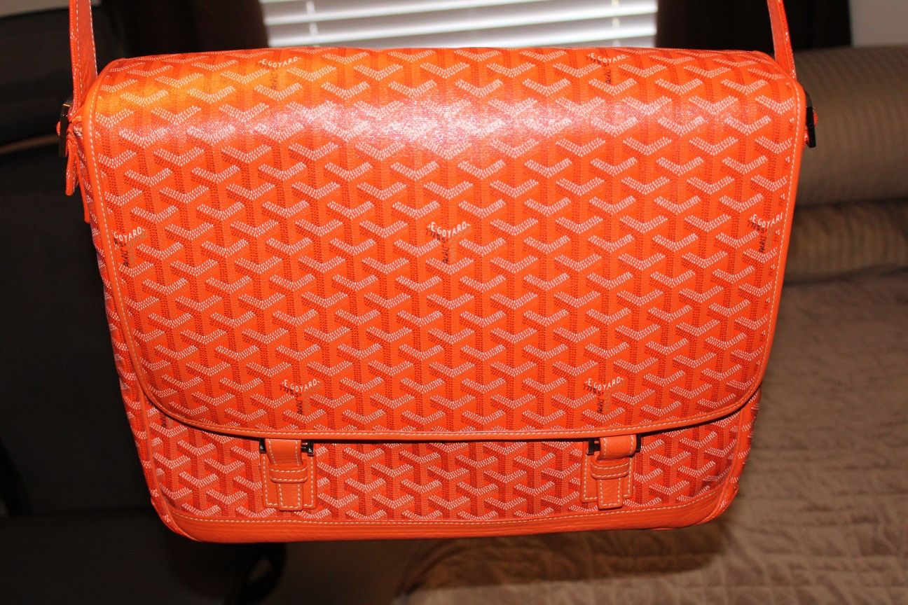 image of Goyard Grand Bleu Messenger in Orange, Men's