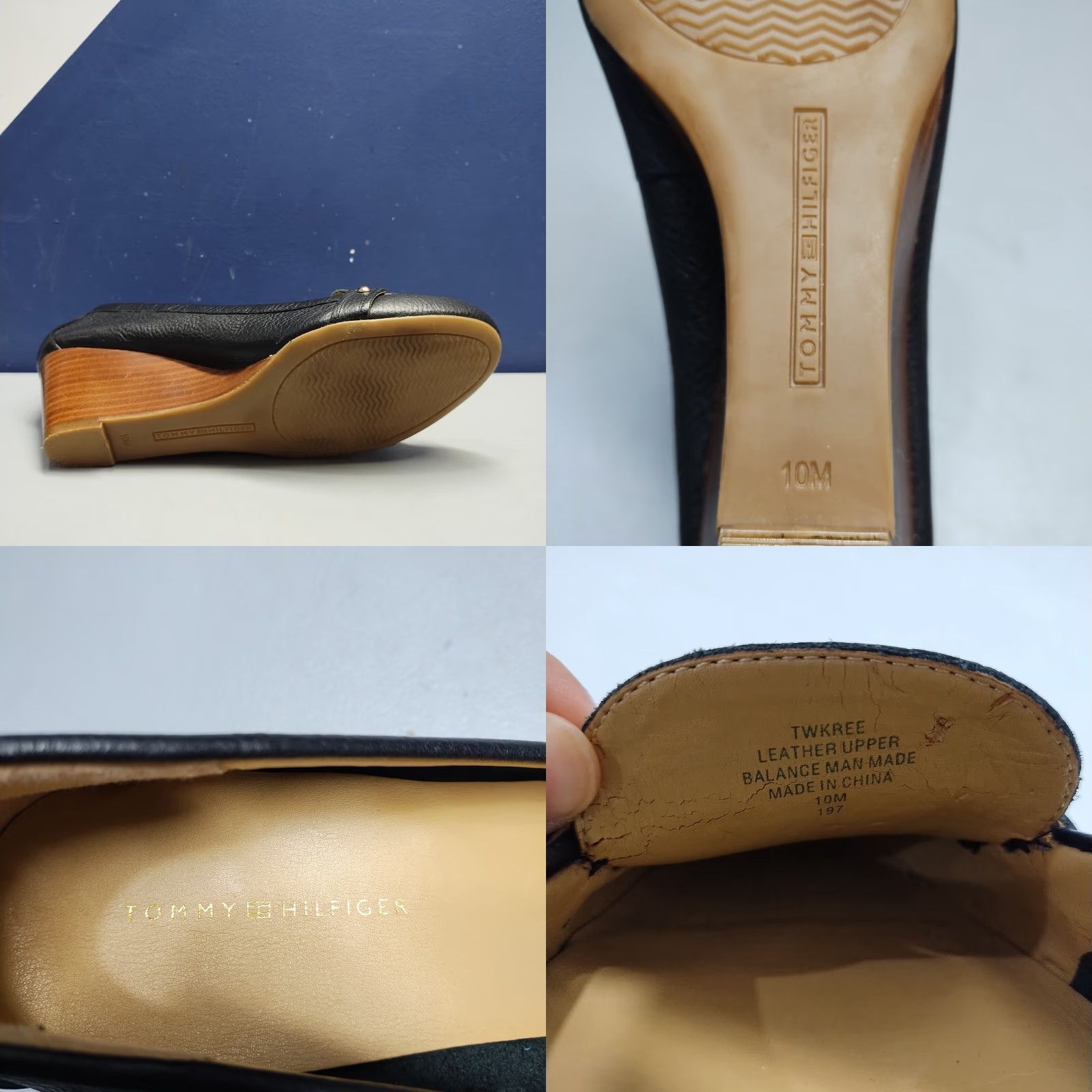 Tommy Hilfiger Tommy Hilfiger TWKREE Wedge Heels Womens US 10M Black Leather Gold Detail Buckle Size US 10 / IT 40 - 8 Thumbnail