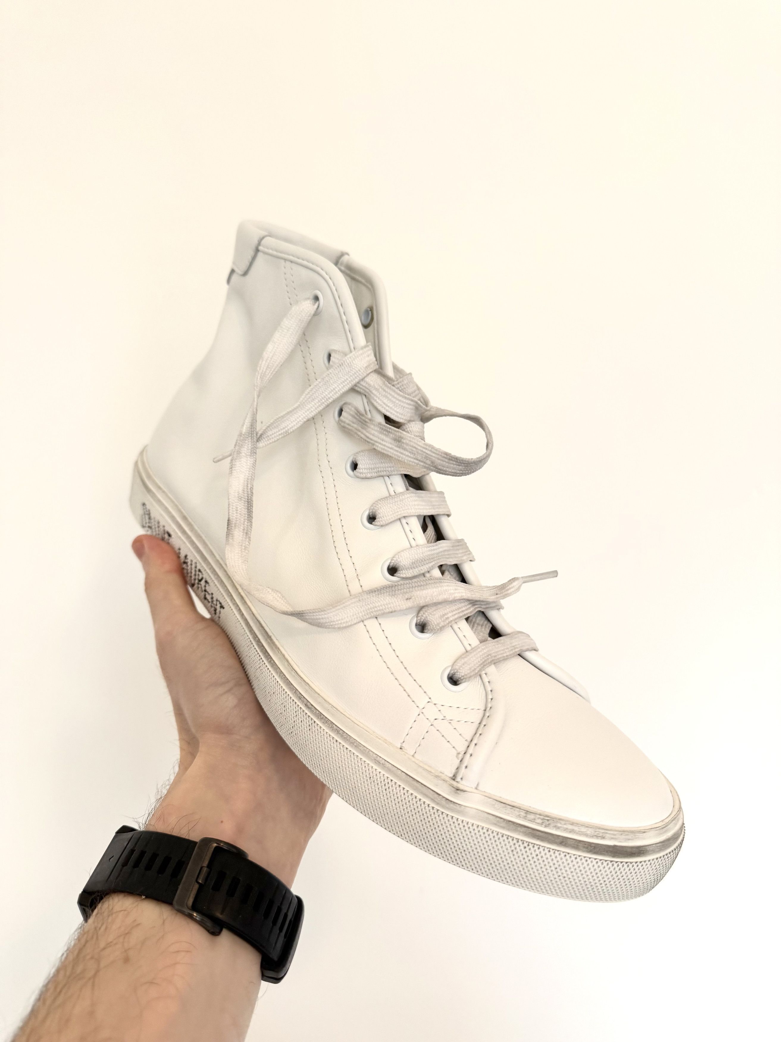 Saint Laurent Paris Saint Laurent Mid-Top Malibu Sneakers in Smooth Leather Size US 12 / EU 45 - 3 Thumbnail