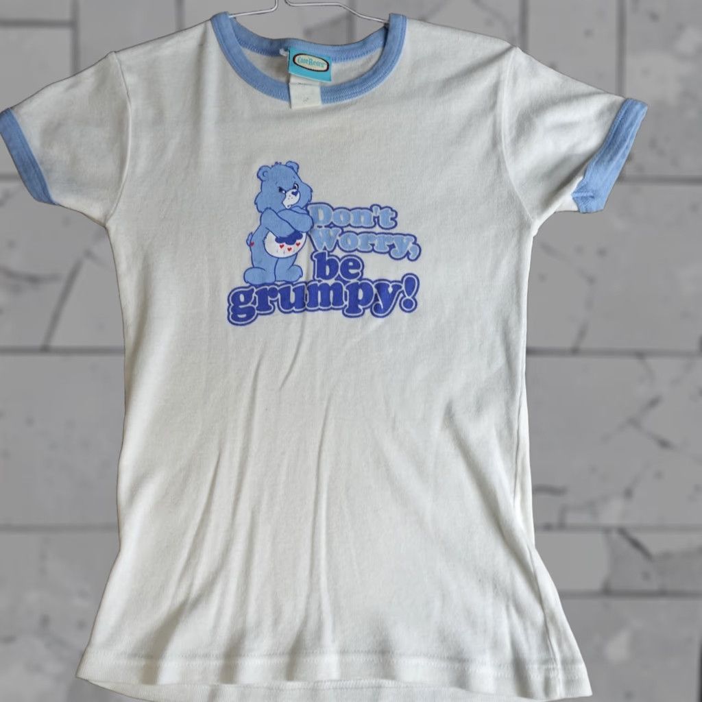 Vintage Care Bears Women's T-Shirt XS White Ringer "Don't Worry Be Grumpy" 2005 Y2K Mens? Womens Size XS / US 0-2 / IT 36-38 - 1 Thumbnail