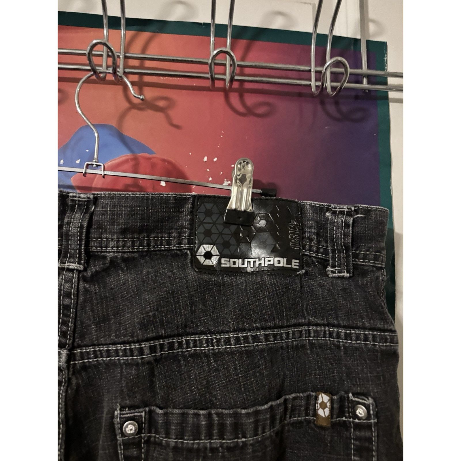 Vintage Southpole Denim Shorts Men 38 Y2K Fade Black Baggy Loose Size US 38 / EU 54 - 3 Thumbnail