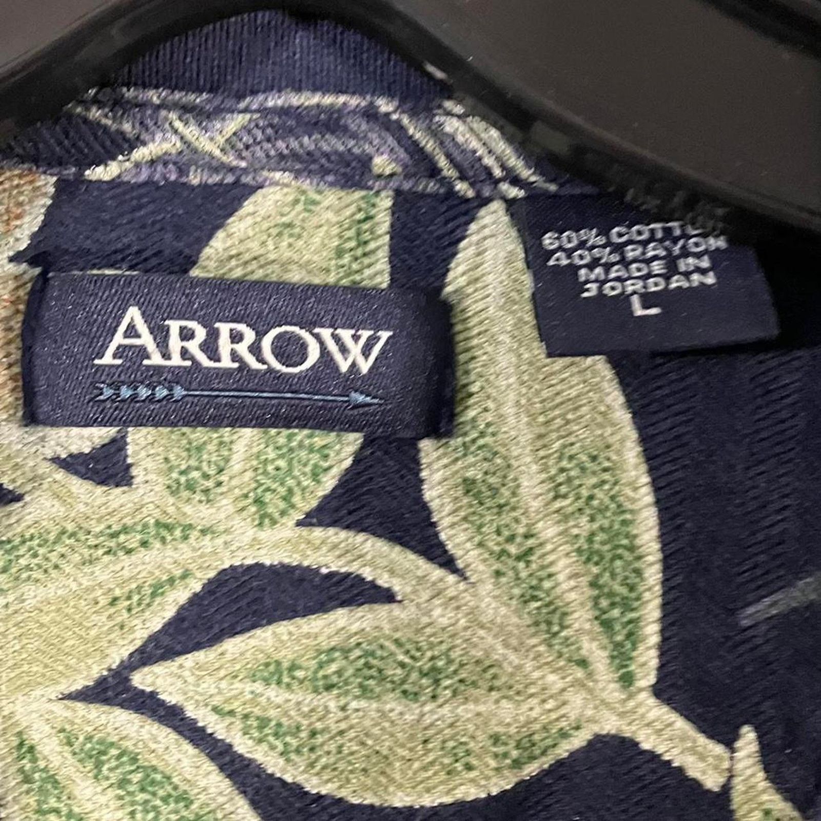 Arrow Arrow Hawaiian Navy Blue Polo Shirt Rayon Blend Large Size US L / EU 52-54 / 3 - 3 Thumbnail