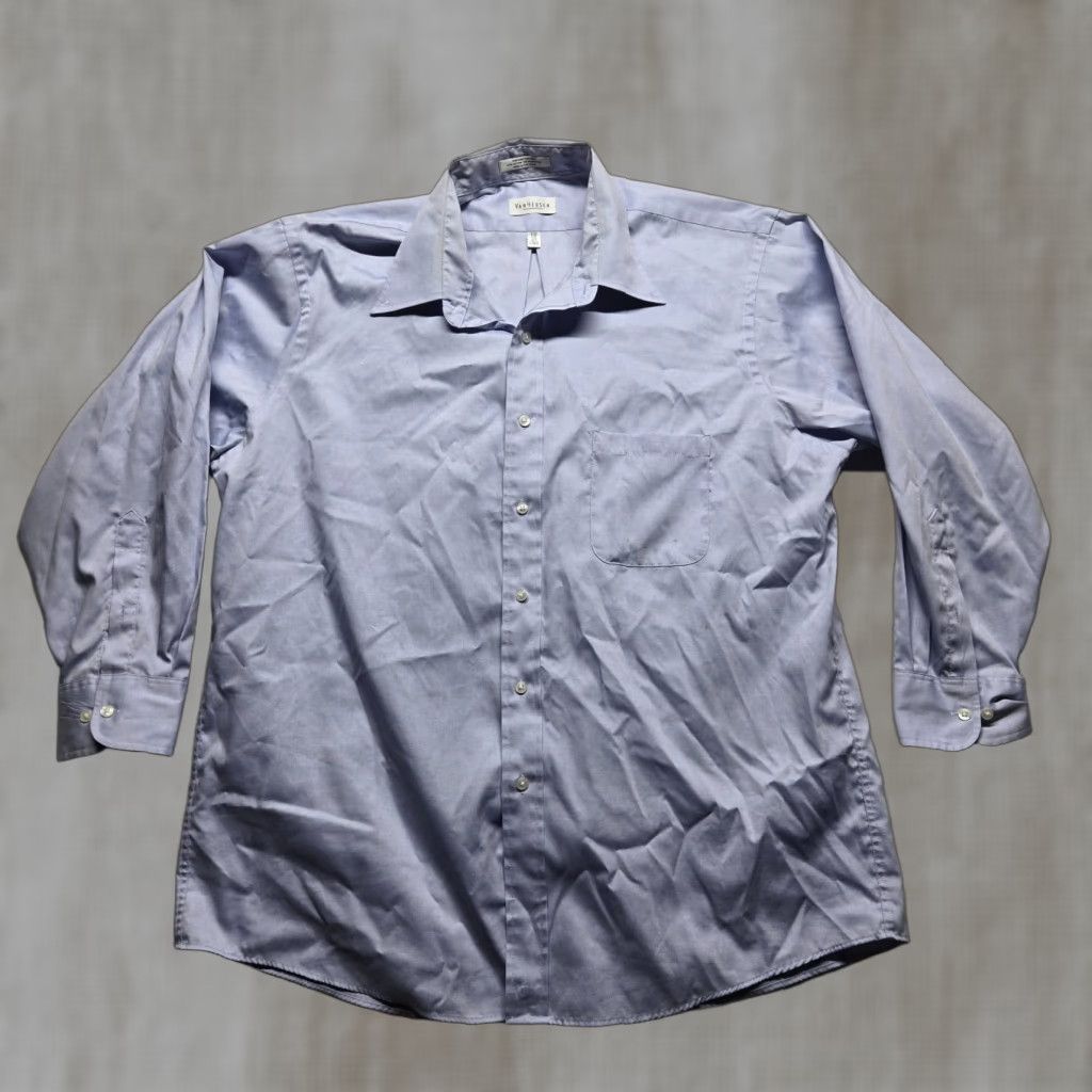 Van Heusen Van Heusen Solid Blue Long Sleeve Button Up Shirt Adult Men's Size 17.5 34/35 Size US XL / EU 56 / 4 - 1 Thumbnail