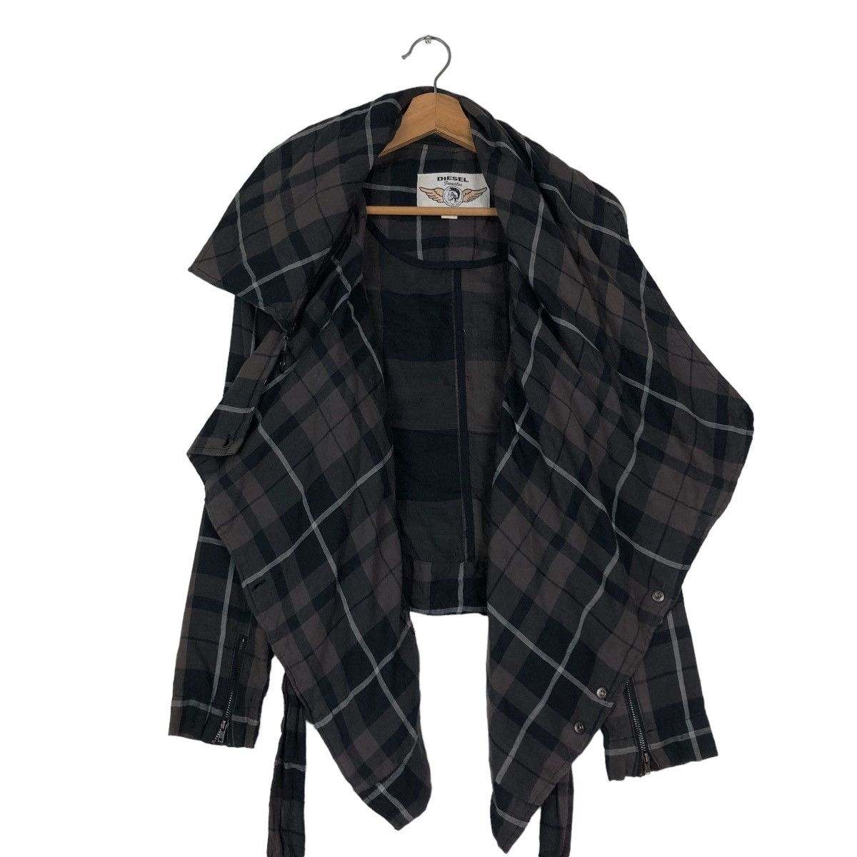 Diesel 📌CROPPED BIKER JACKET DIESEL TARTAN DESIGN BONDAGE STYLE Size US XS / EU 42 / 0 - 2 Thumbnail