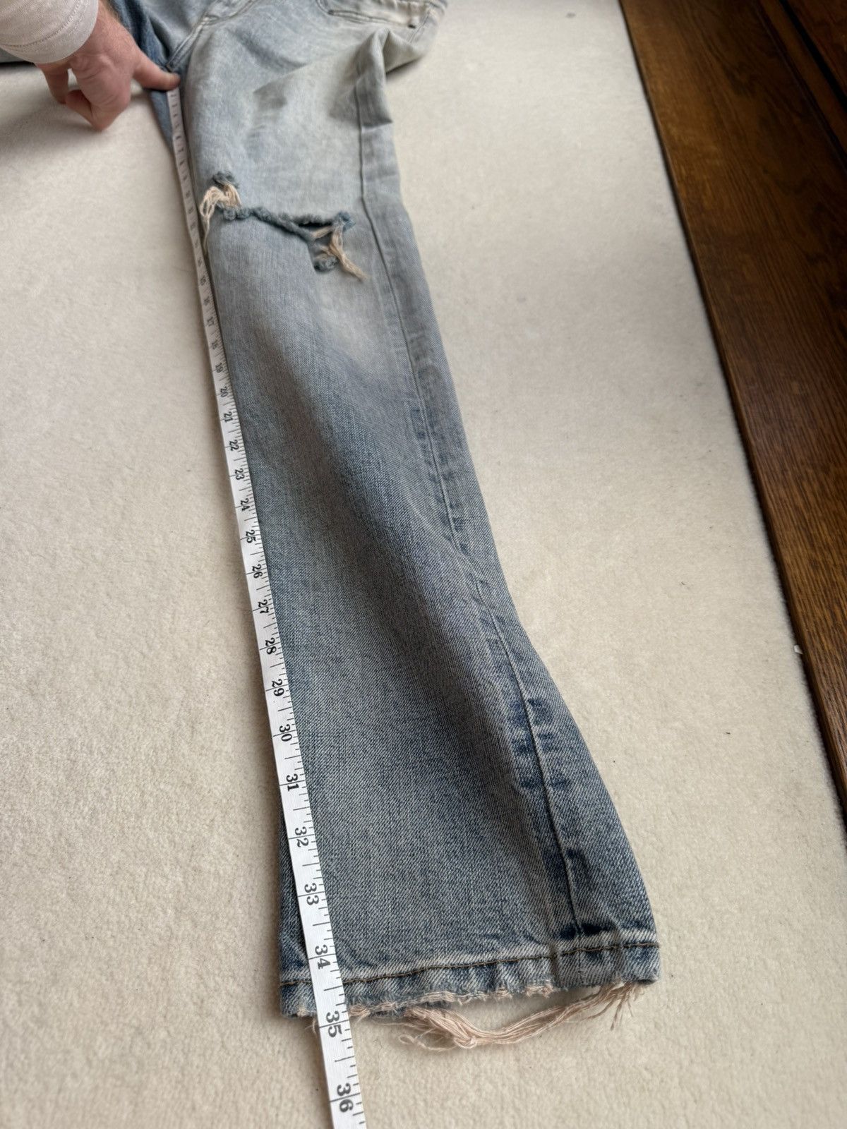 SS16 Saint Laurent selvedge knee rip jeans Hedi 31 crash