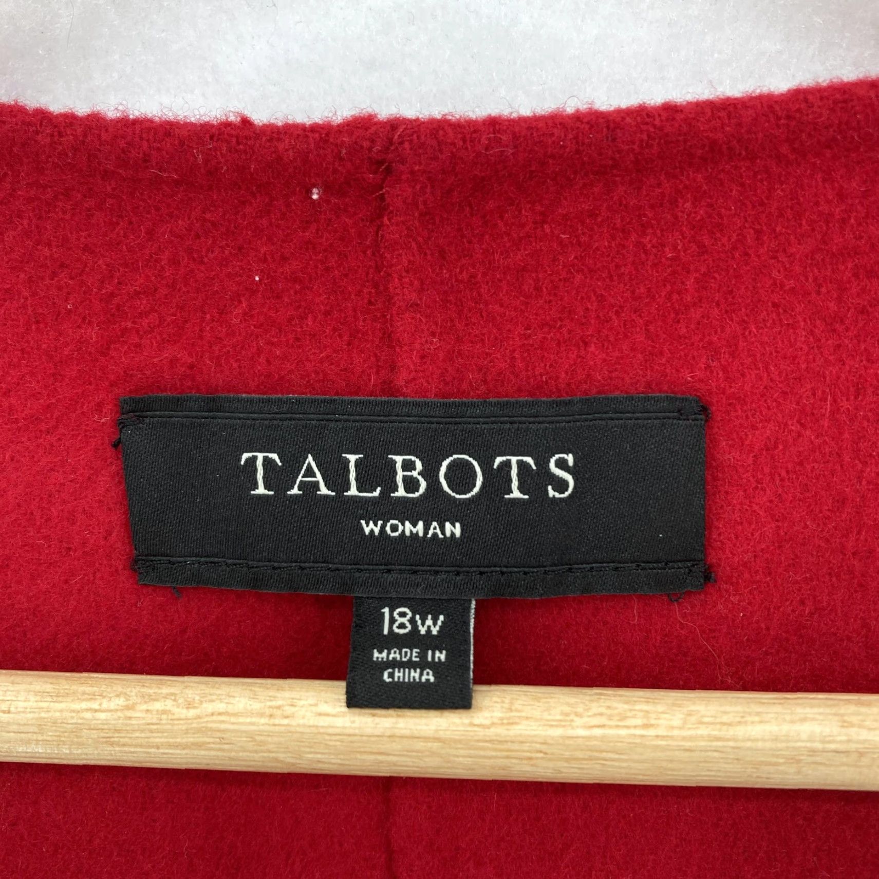 Talbots Talbots Jacket Womens 18W Red Wool Blend Collarless Button Front Peplum Back Size XXL / US 16-18 / IT 52-54 - 4 Thumbnail