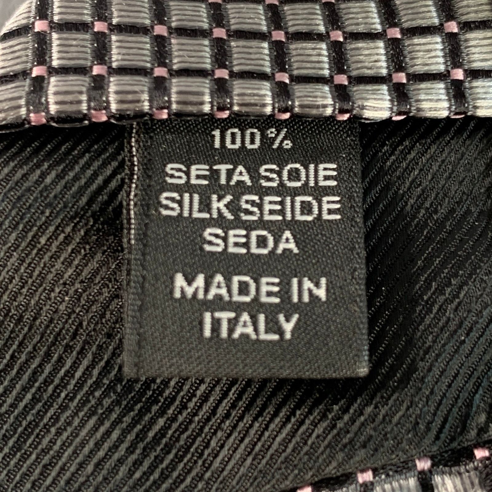Ermenegildo Zegna ERMENEGILDO ZEGNA One Size Silver Black Checkered Silk Tie Size ONE SIZE - 5 Thumbnail