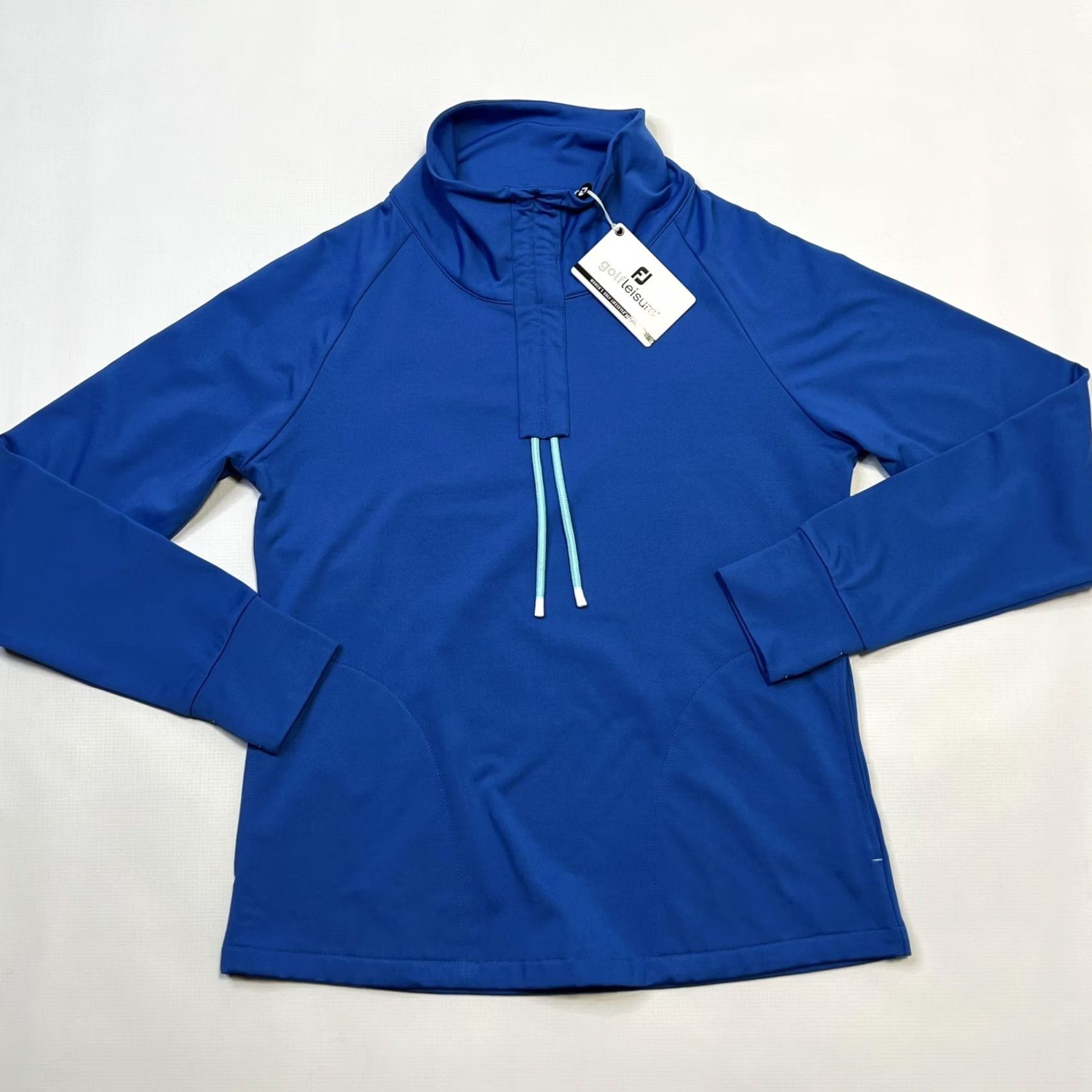 Footjoy FootJoy Pullover Womens Small Blue Funnel Collar Golf 4 Way Stretch Thumbholes Jacket 1/4 Zip Mock Neck Zipless? Size S / US 4 / IT 40 - 5 Thumbnail