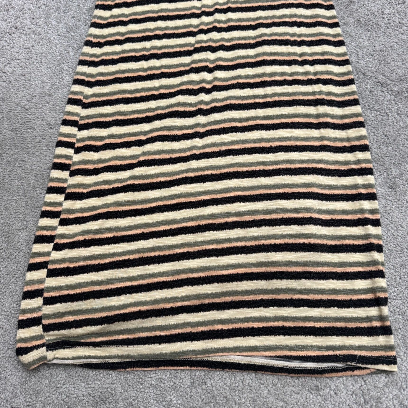 Vintage Dolan Brand Women Dress Shift T-Shirts Long Sleeve Knit Rayon Spandex Brown Striped Left Coast Scoop Neck Midi Dress Small White? Wait no. Size S / US 4 / IT 40 - 4 Thumbnail