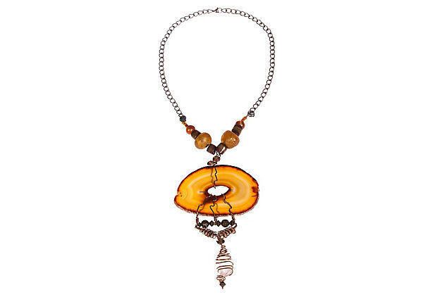 Handmade Abstract Handmade Agate Slab Necklace Size ONE SIZE - 1 Thumbnail