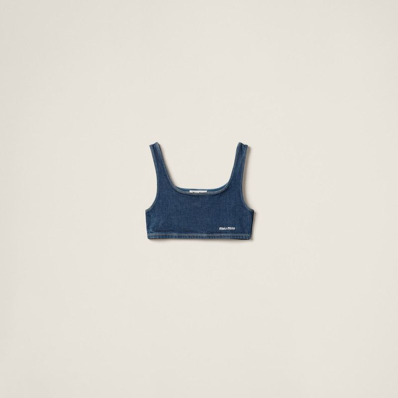Miu Miu o1B3y1r0426 Size: S / Stretch Denim Top in Blue Size ONE SIZE - 1 Thumbnail