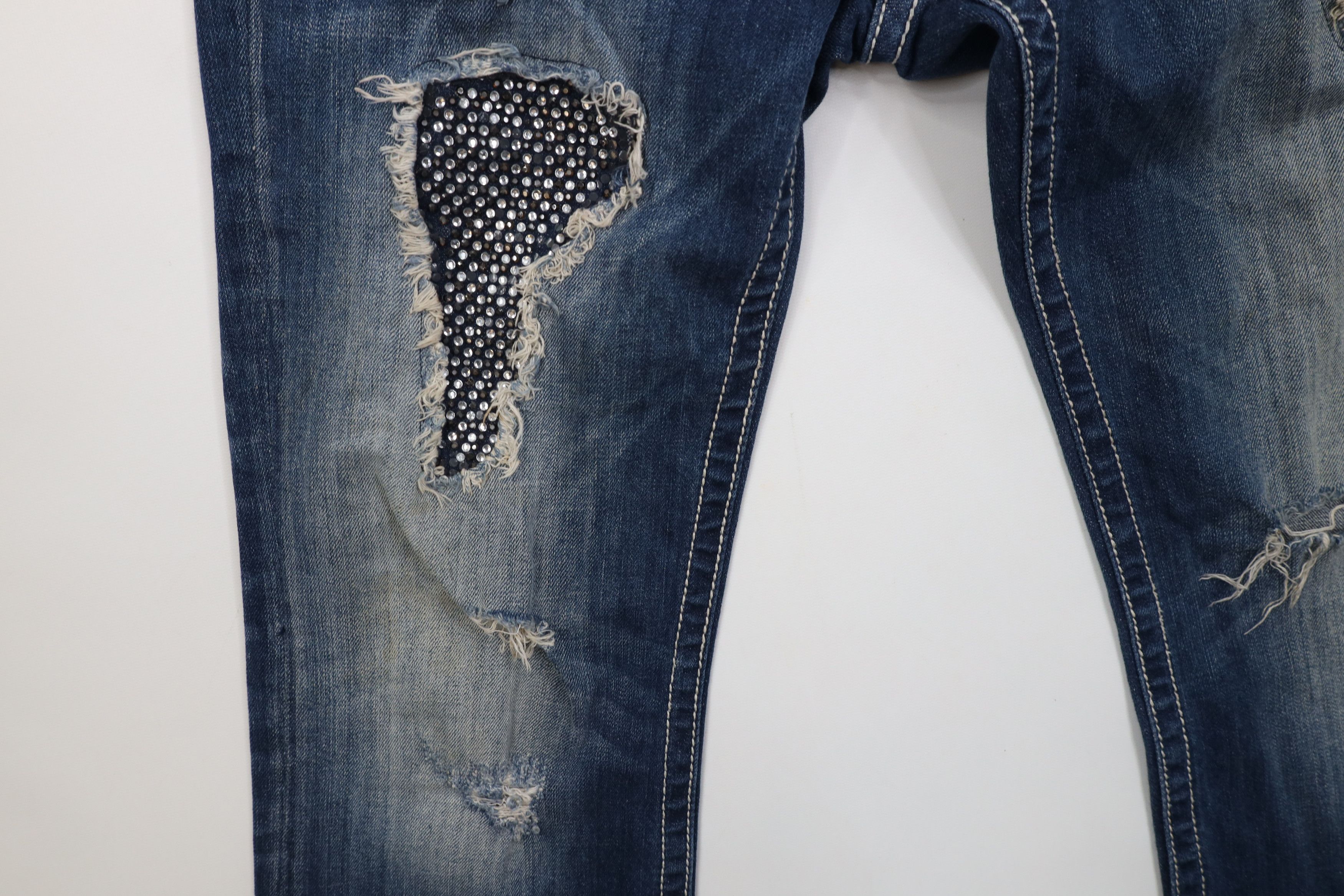 Miss Me Miss Me Rhinestone Thick Stitch Easy Boot Cut Flared Jeans Size 30" / US 8 / IT 44 - 7 Thumbnail