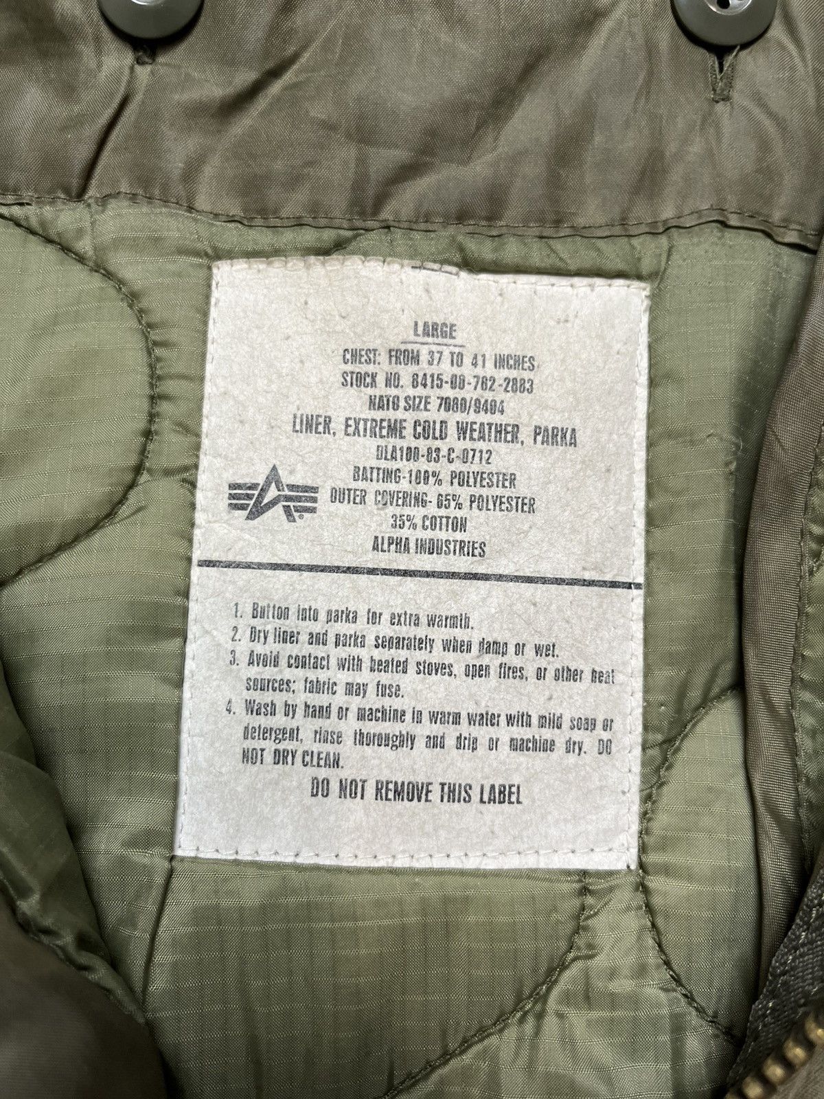 Alpha Industries × Vintage Vintage Alpha Industries Liner, Extreme Cold Parka Size US L / EU 52-54 / 3 - 6 Thumbnail