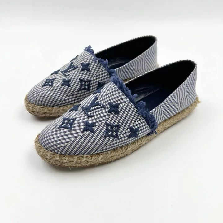 Louis Vuitton Louis Vuitton Blue Canvas Slip-On Fisherman Shoes 0079 Size US 6 / IT 36 - 1 Thumbnail
