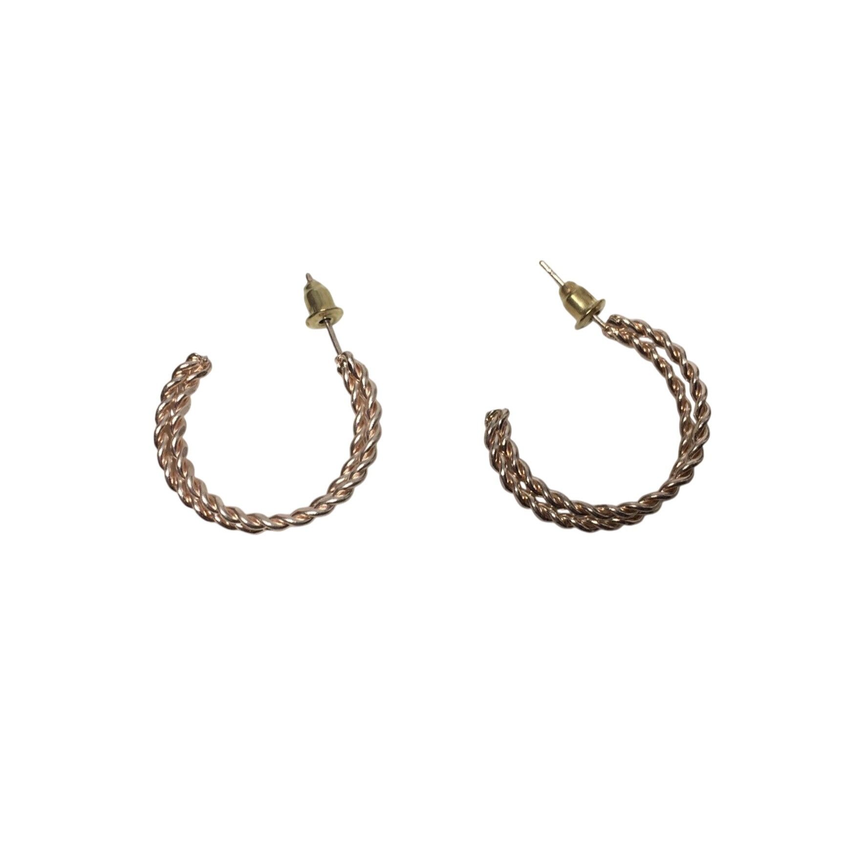 Other Women's Twisted Rose Gold Double Hoop Earrings Size ONE SIZE - 1 Thumbnail