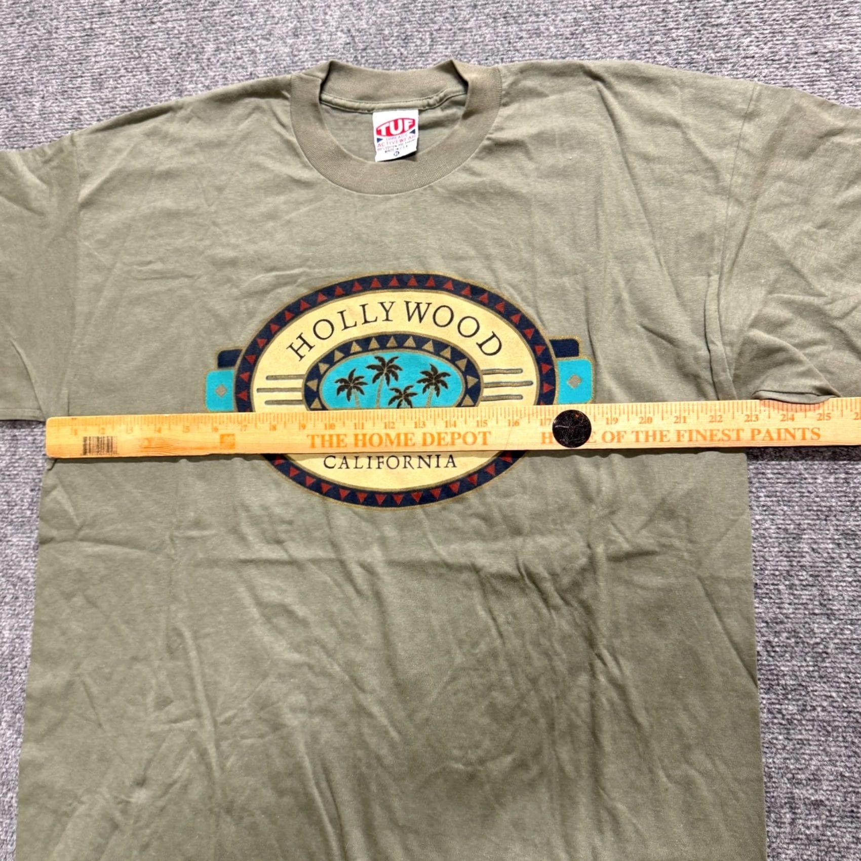Vintage VINTAGE TUF Hollywood California T-shirt XL Men's Green 90s Made In USA Single Shirt Size US XL / EU 56 / 4 - 5 Thumbnail