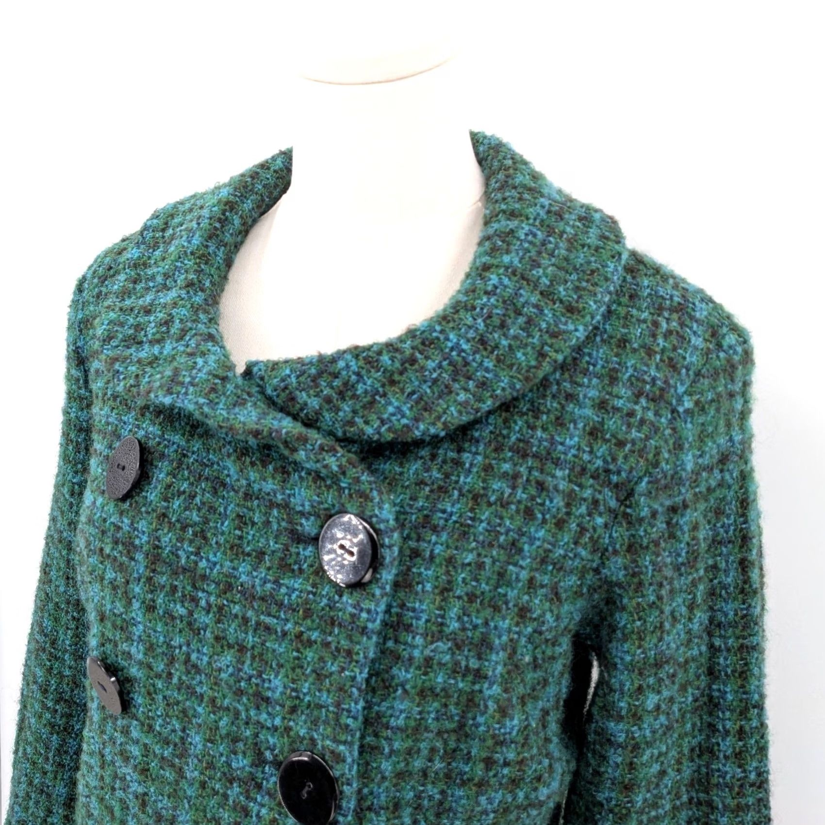 Pendleton Pendleton Petite 16 teal mohair wool boucle jacket button front winter coat Size XXL / US 16-18 / IT 52-54 - 4 Thumbnail