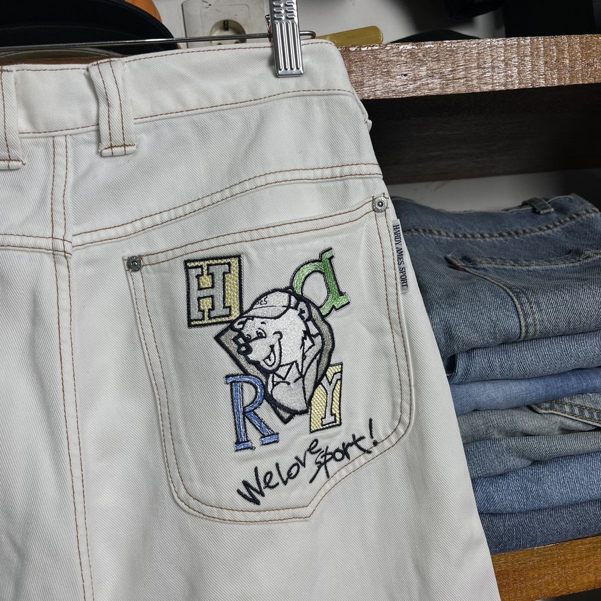 Hardy Amies × JNCO × Japanese Brand Y2K Hardy Amies Sport London Bear Embroidered Baggy Jeans Size US 31 - 3 Thumbnail
