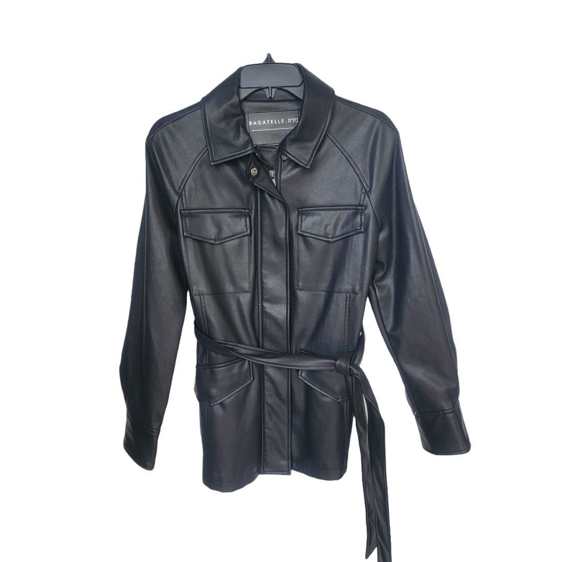Other Bagatelle Faux Leather Utility Jacket Women's S Black Belted Size S / US 4 / IT 40 - 2 Thumbnail