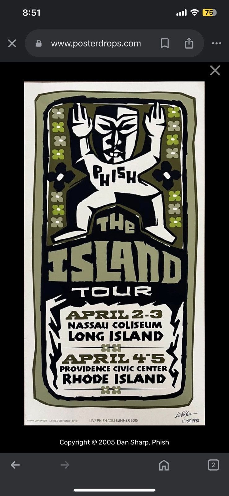 Band Tees × Designer × Vintage Vintage 2005 PHISH The Island Tour Artwork by Dan Sharp Size US S / EU 44-46 / 1 - 3 Thumbnail