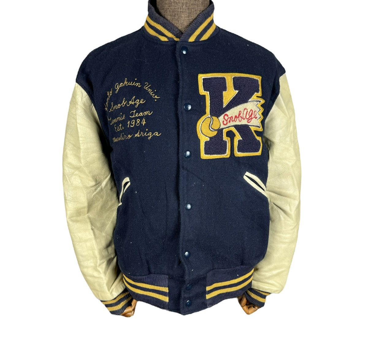 Vintage 🌟80s BUTWIN TENNIS CLUB LEATHER VARSITY JACKET Size US M / EU 48-50 / 2 - 2 Thumbnail