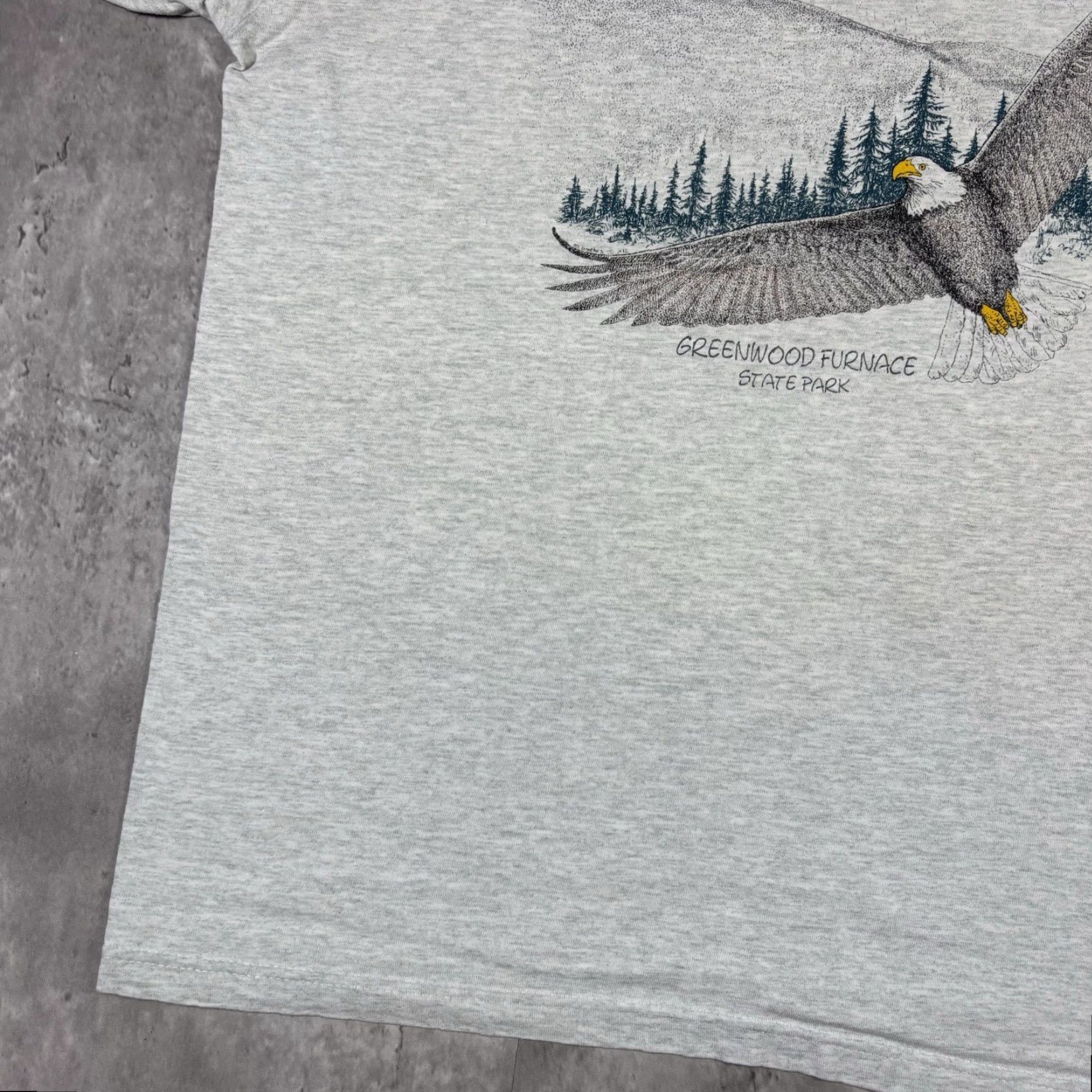 Fruit Of The Loom VINTAGE Bald Eagle Bird T Shirt Gray XL 90s Animal Print Cotton Fruit of the Loom Shirt Mens Crew Neck Short Sleeve Size US XL / EU 56 / 4 - 7 Thumbnail