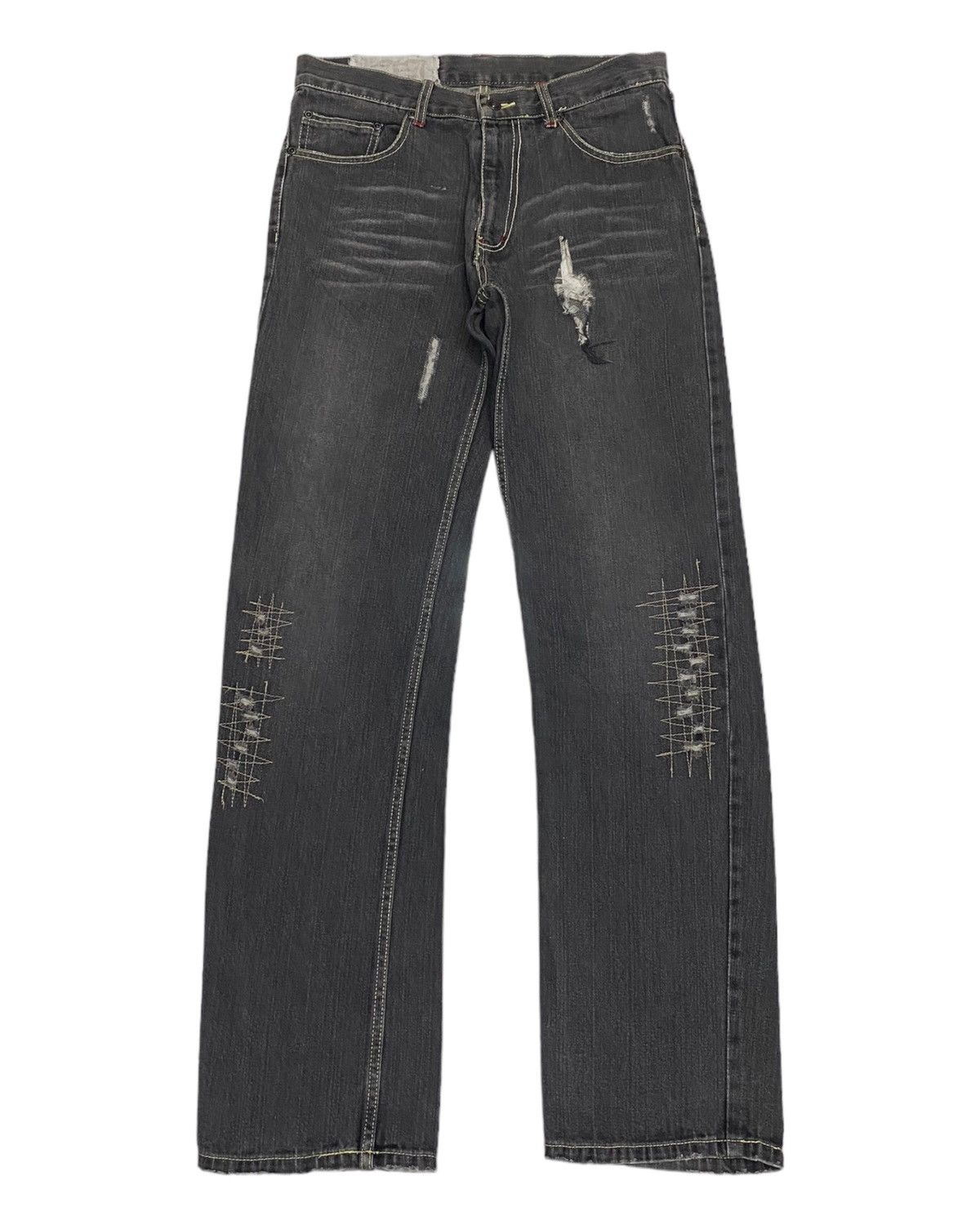 14th Addiction × KMRii RARE DISTRESSED ANTFUI JEANS RIPPED DENIM JEANS Size US 31 - 2 Thumbnail